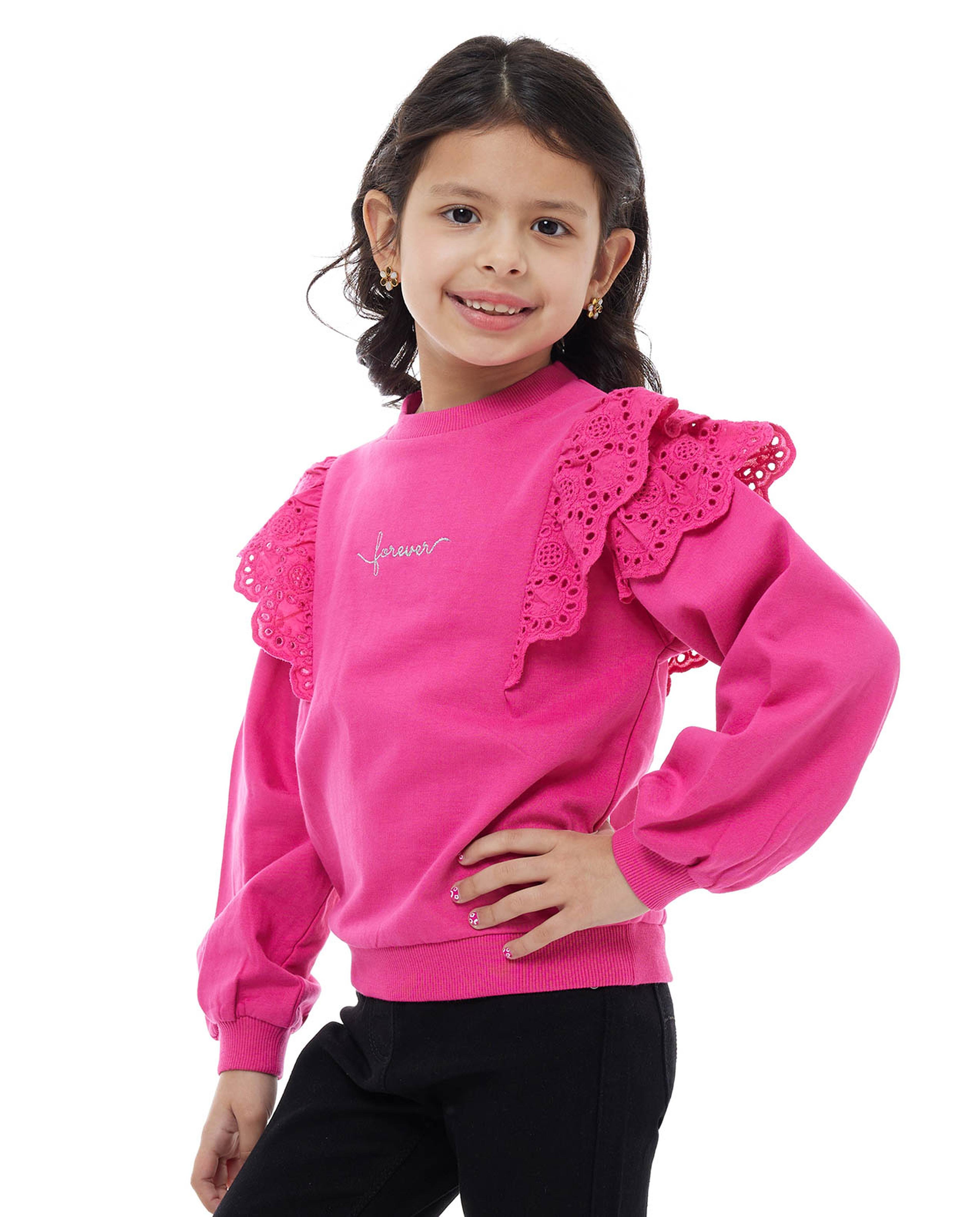 Embroidery Detail Sweatshirt with Long Sleeves