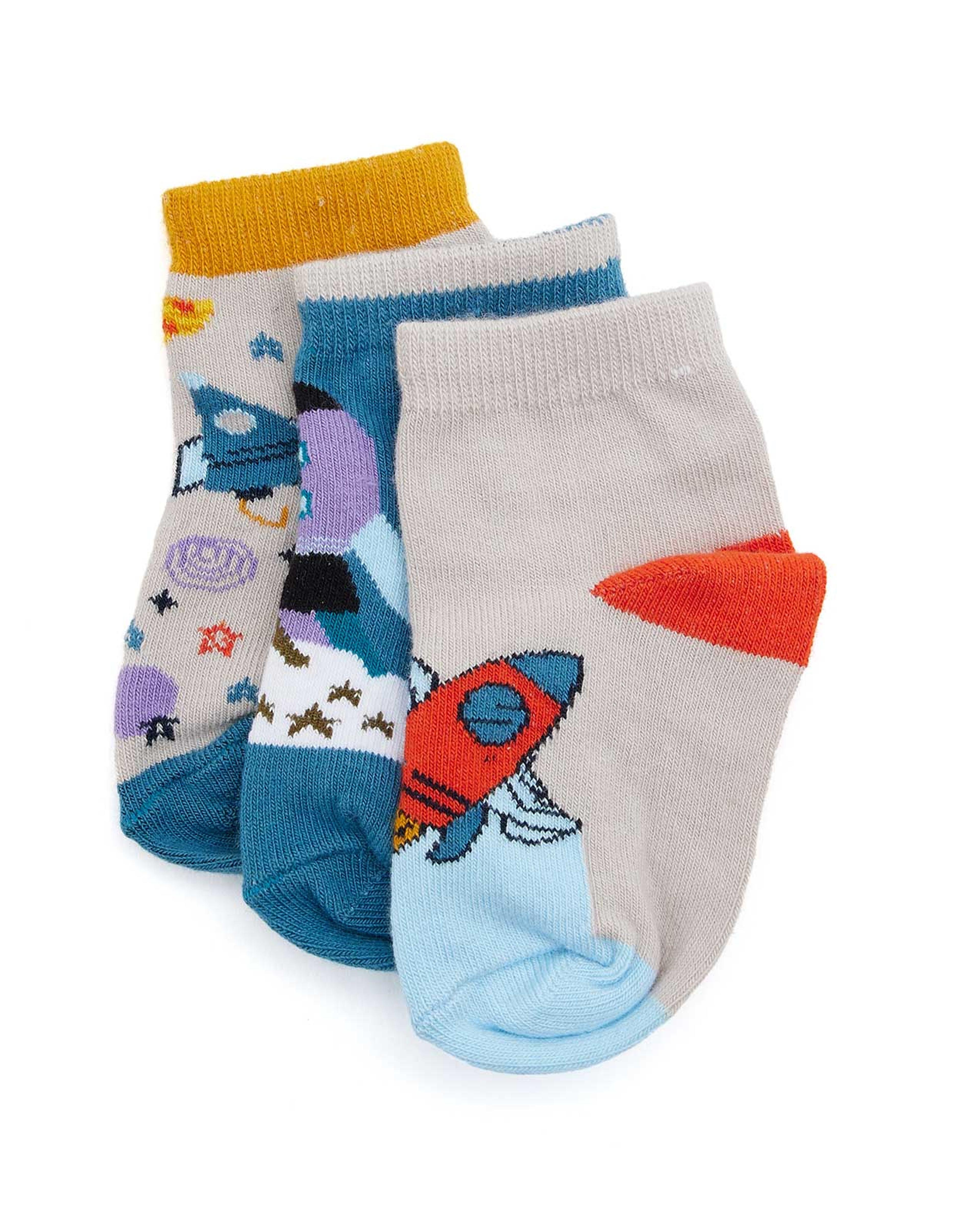 Pack of 3 Printed Bootie Socks