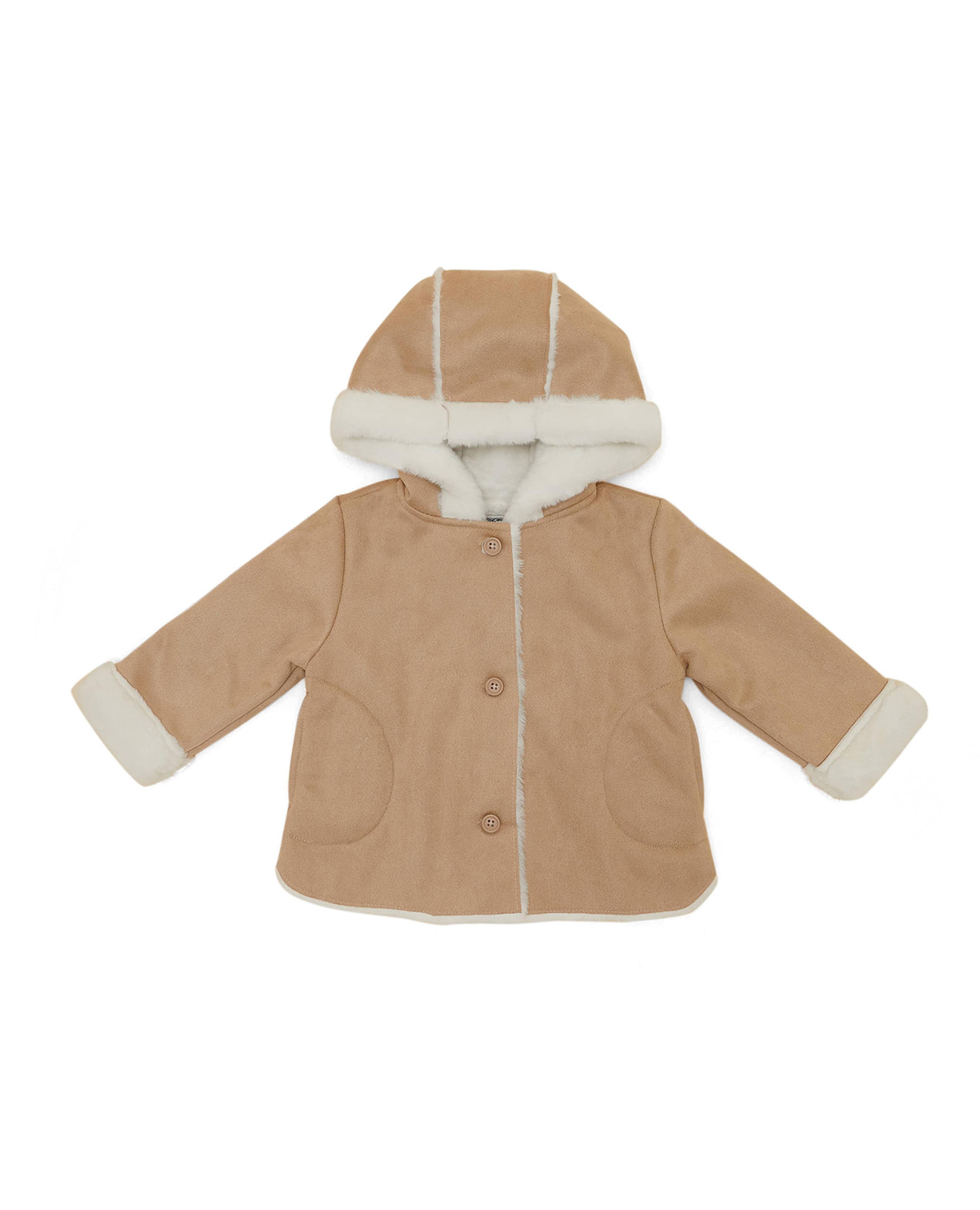 Sherpa Hooded Jacket with Long Sleeves