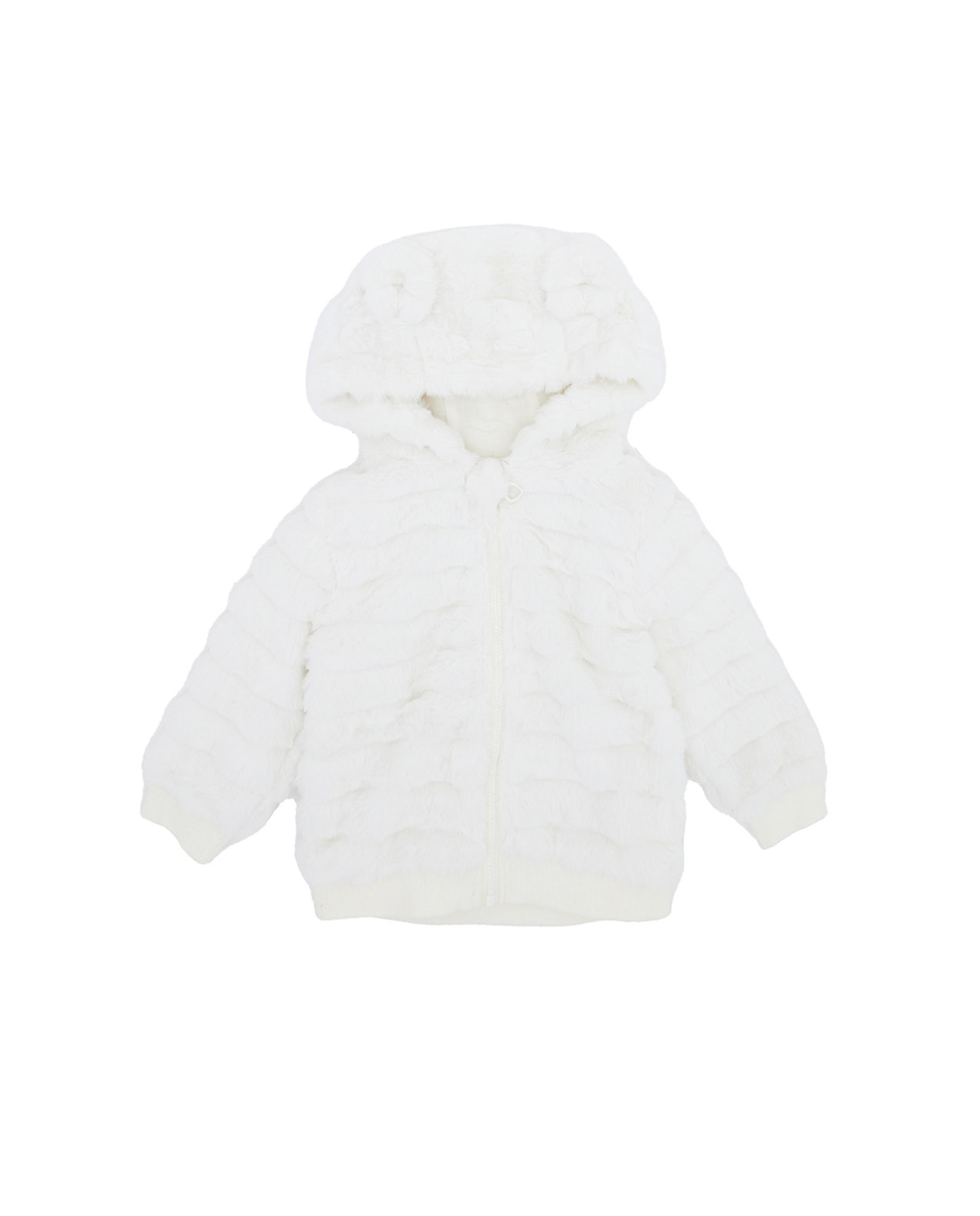 Furry Hooded Jacket with Zipper Closure