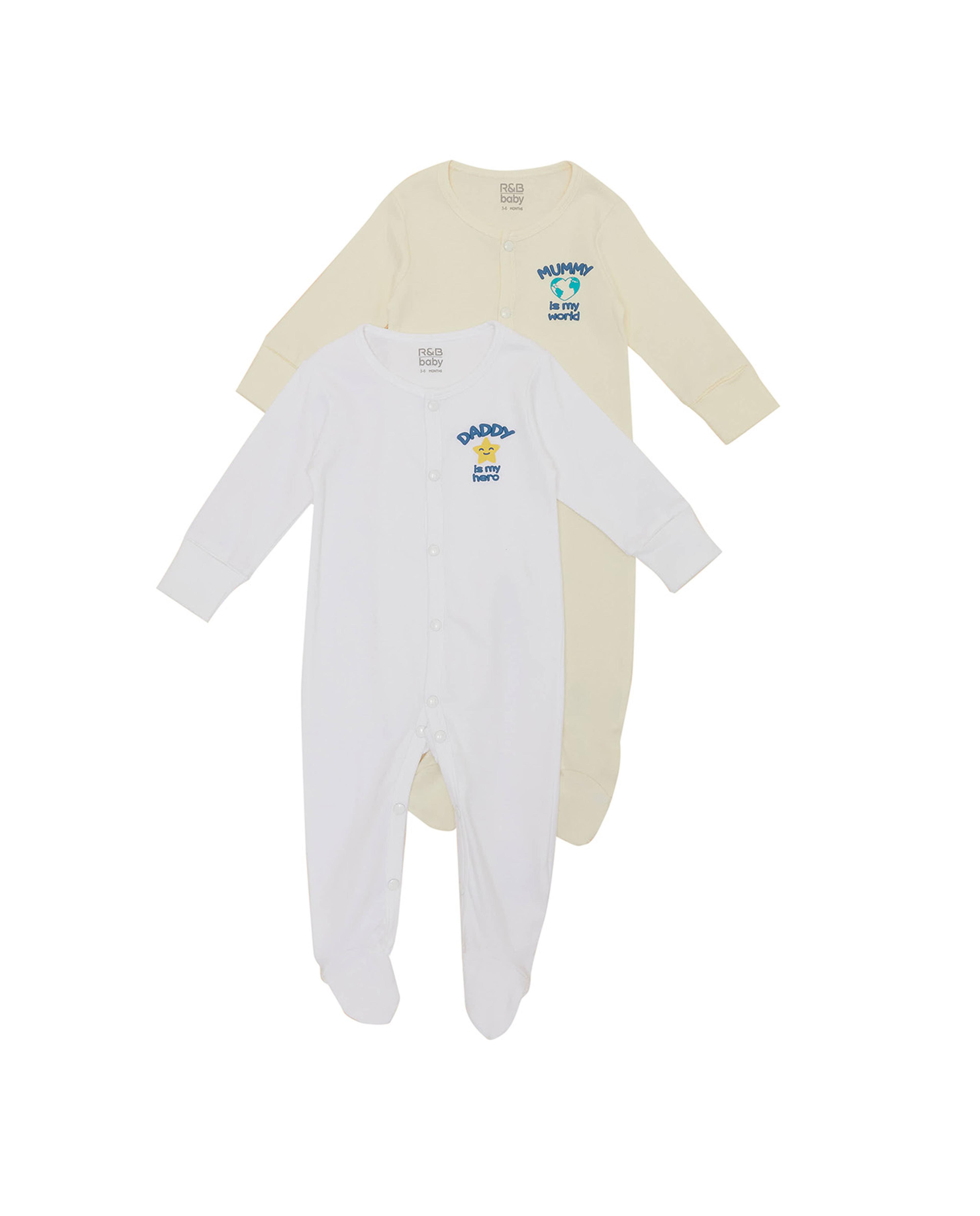 Pack of 2 Printed Footed Sleepsuits