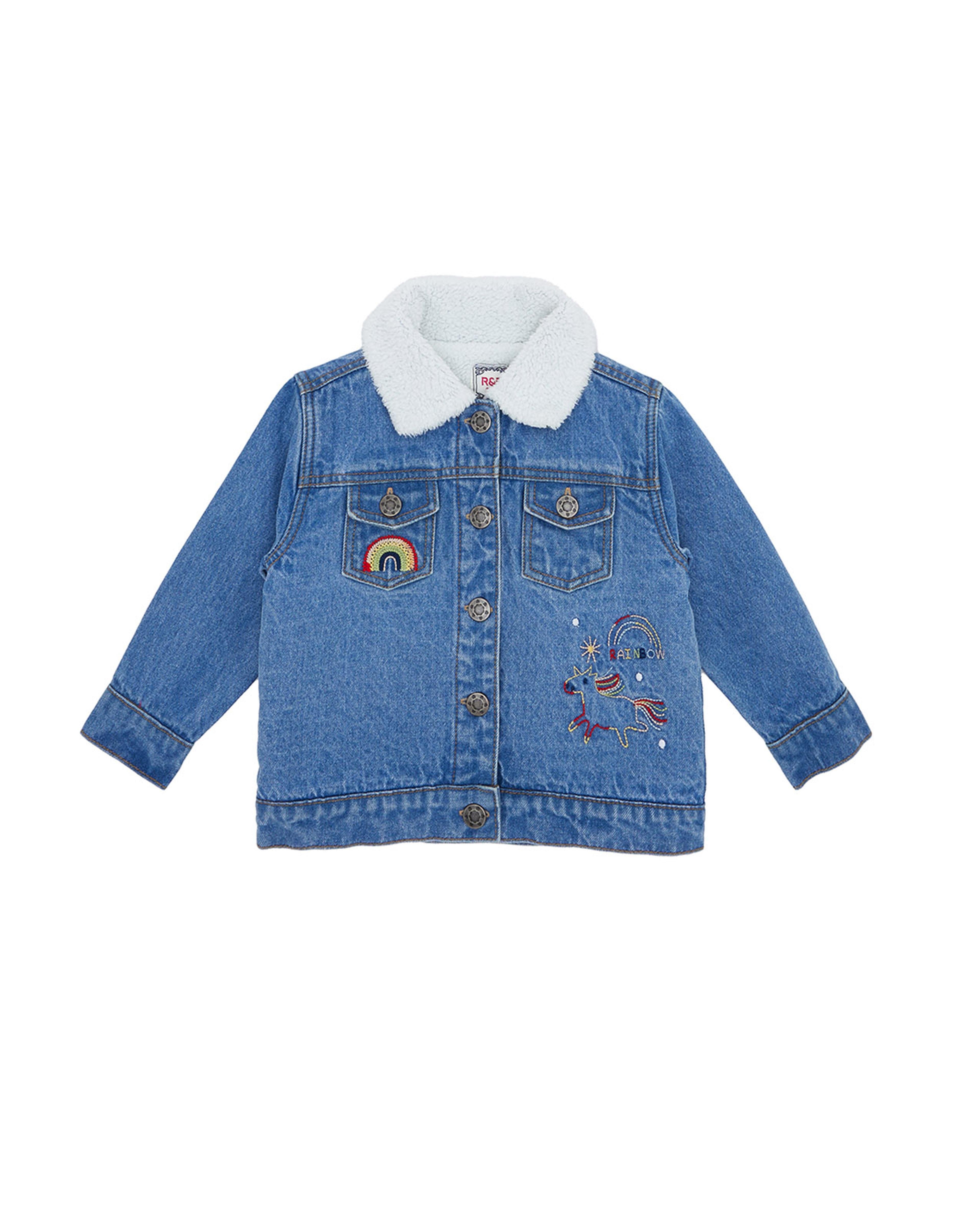 Embroidered Denim Jacket with Long Sleeves