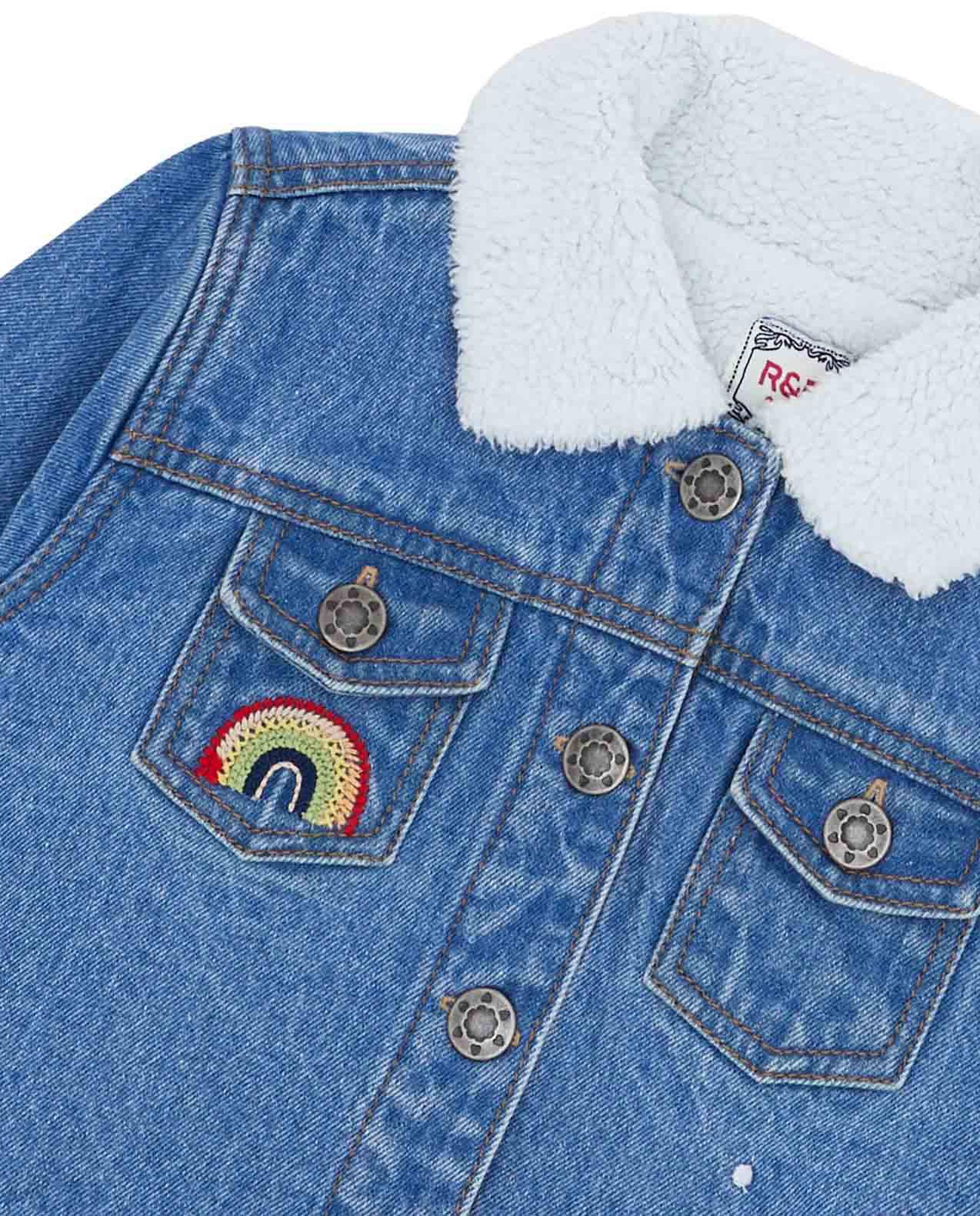Embroidered Denim Jacket with Long Sleeves