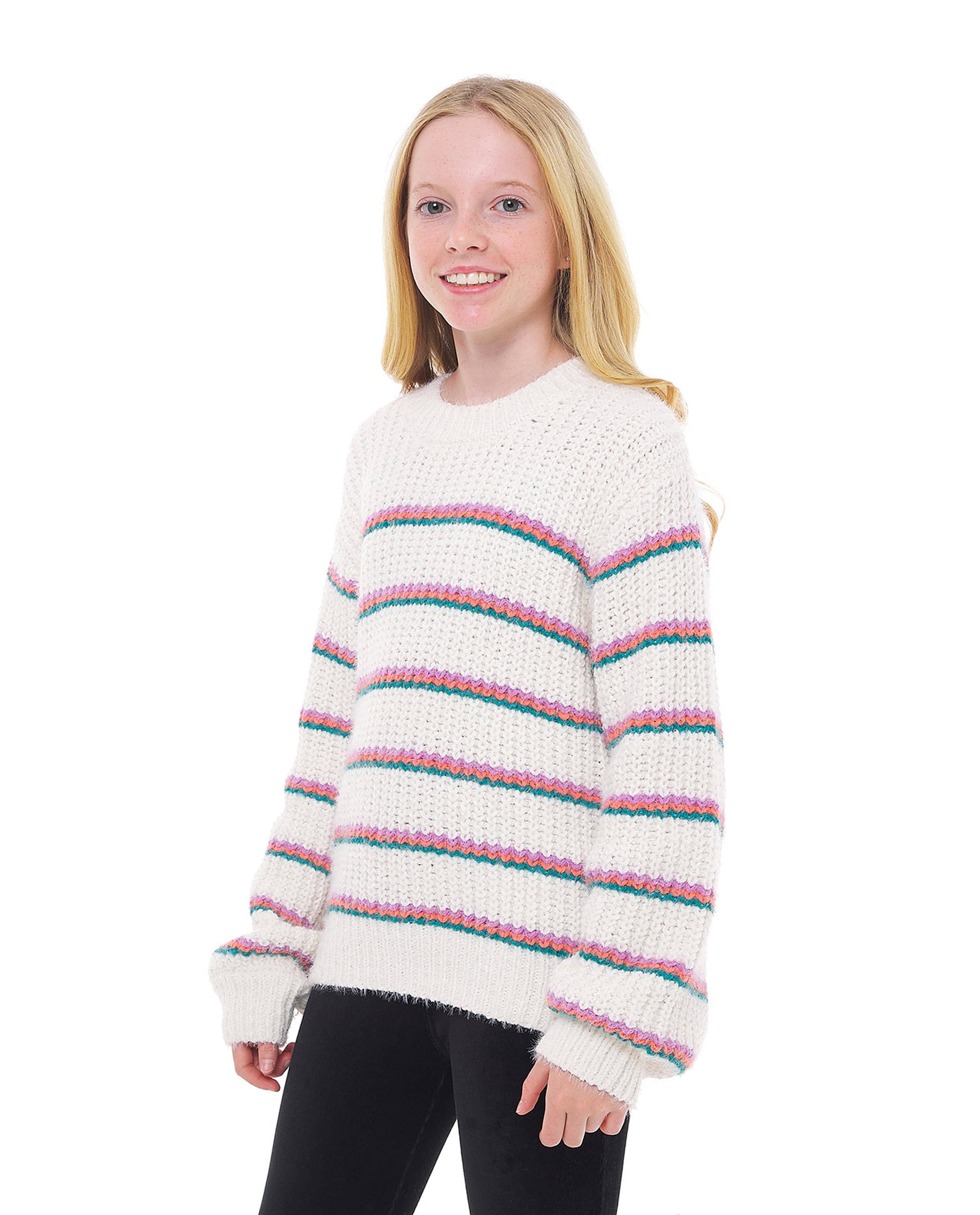 Striped Sweater with Crew Neck and Long Sleeves