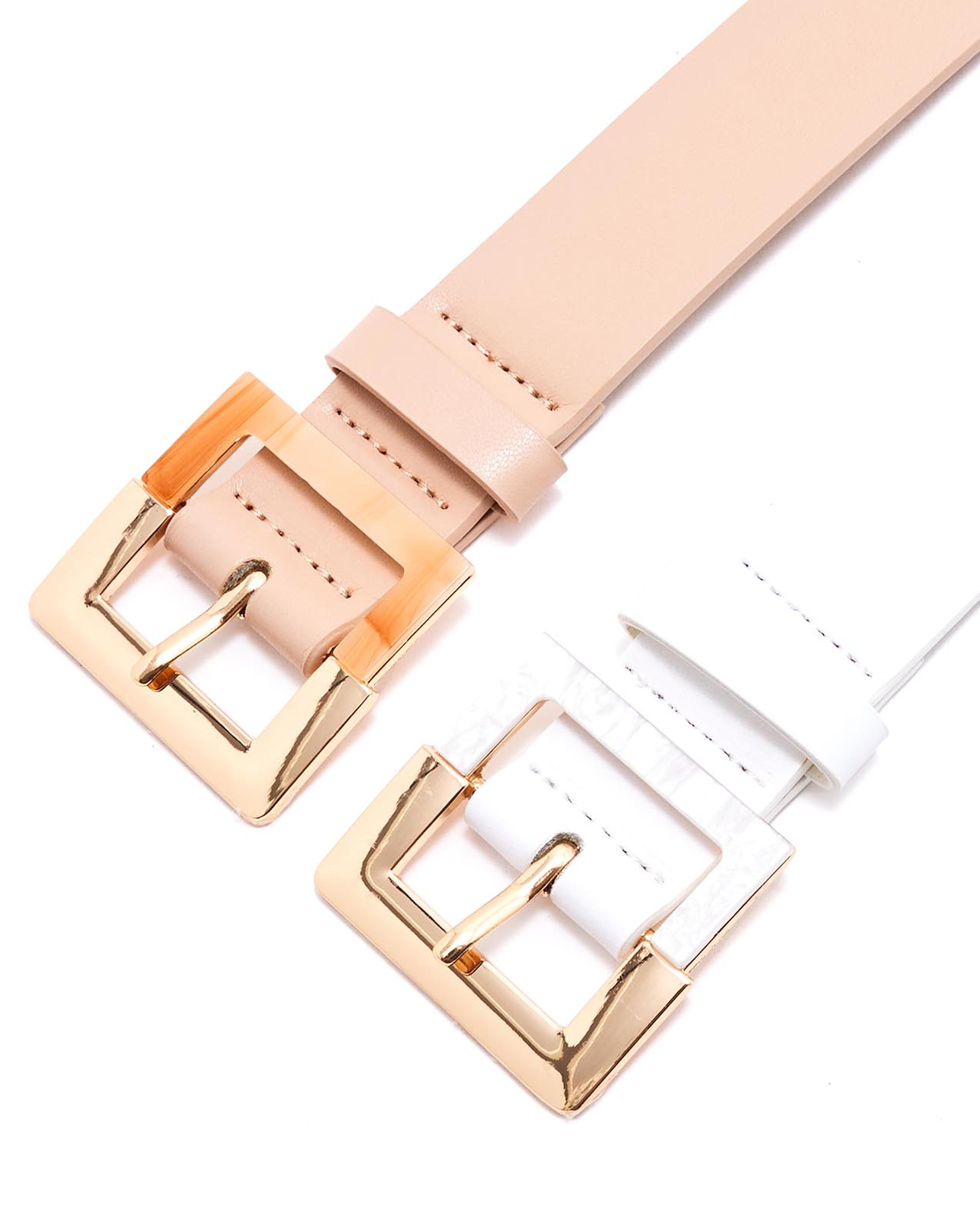 Pack of 2 Square Buckle Belts