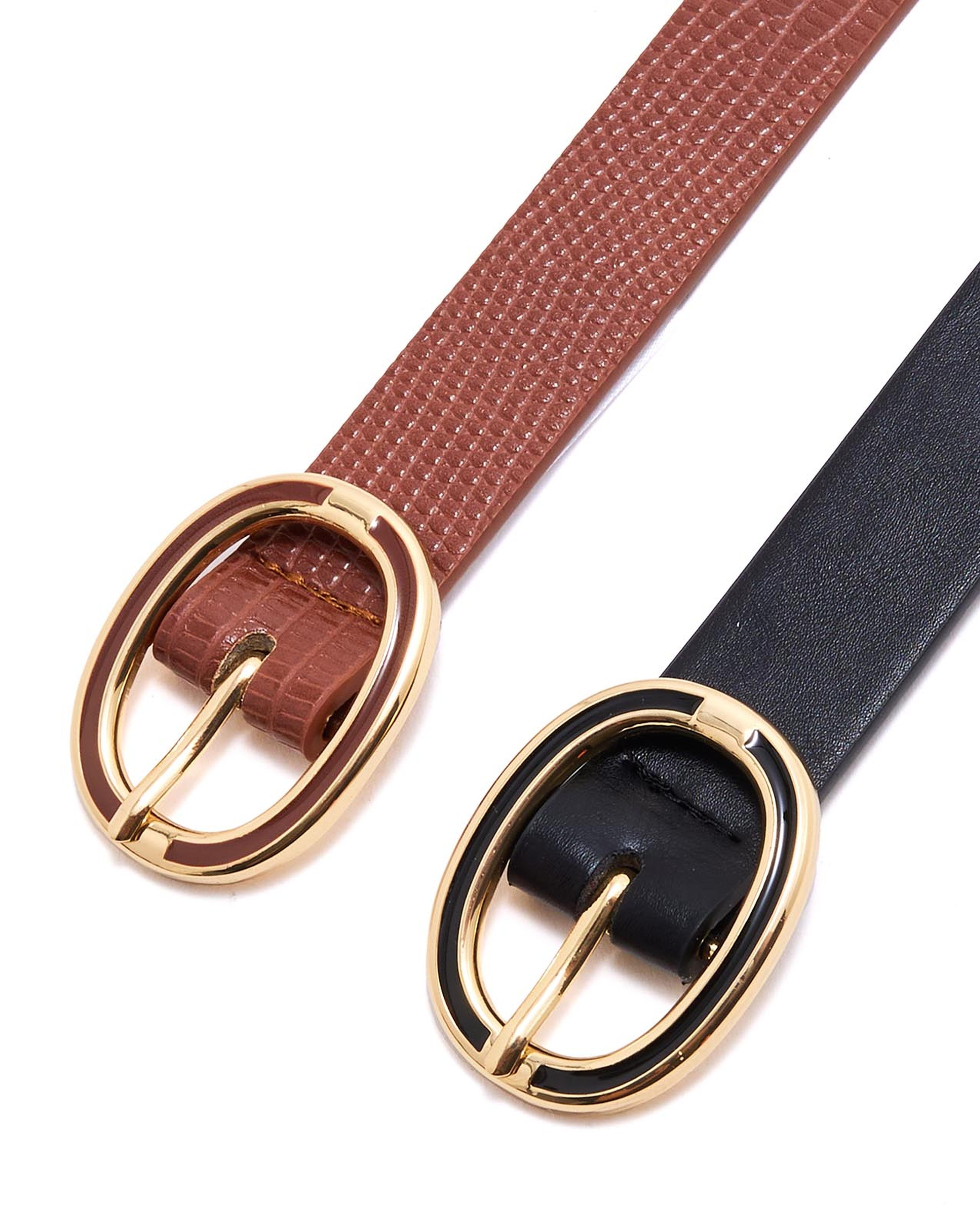 Pack of 2 Oval Buckle Belts