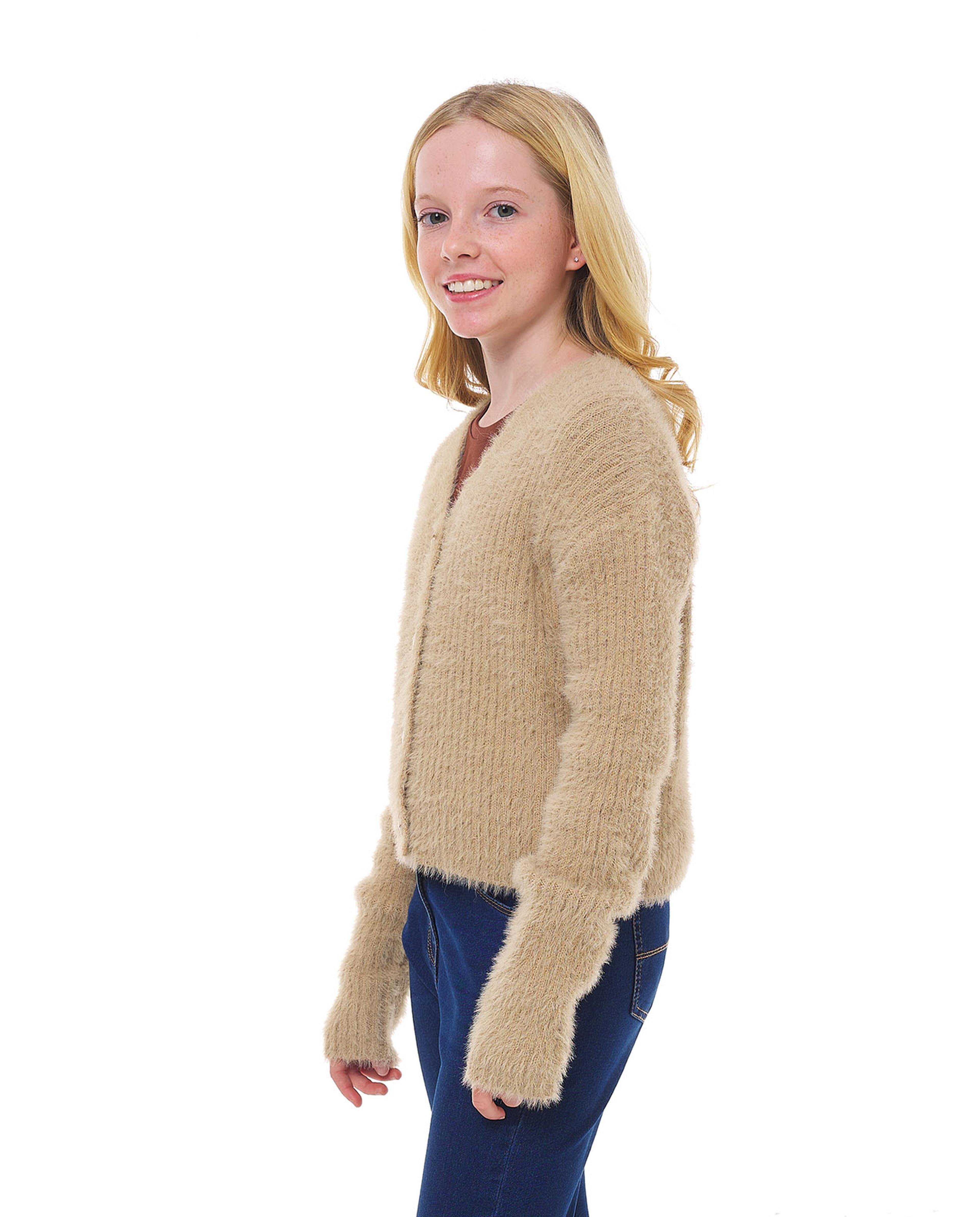 Ribbed Cardigan with Button Closure