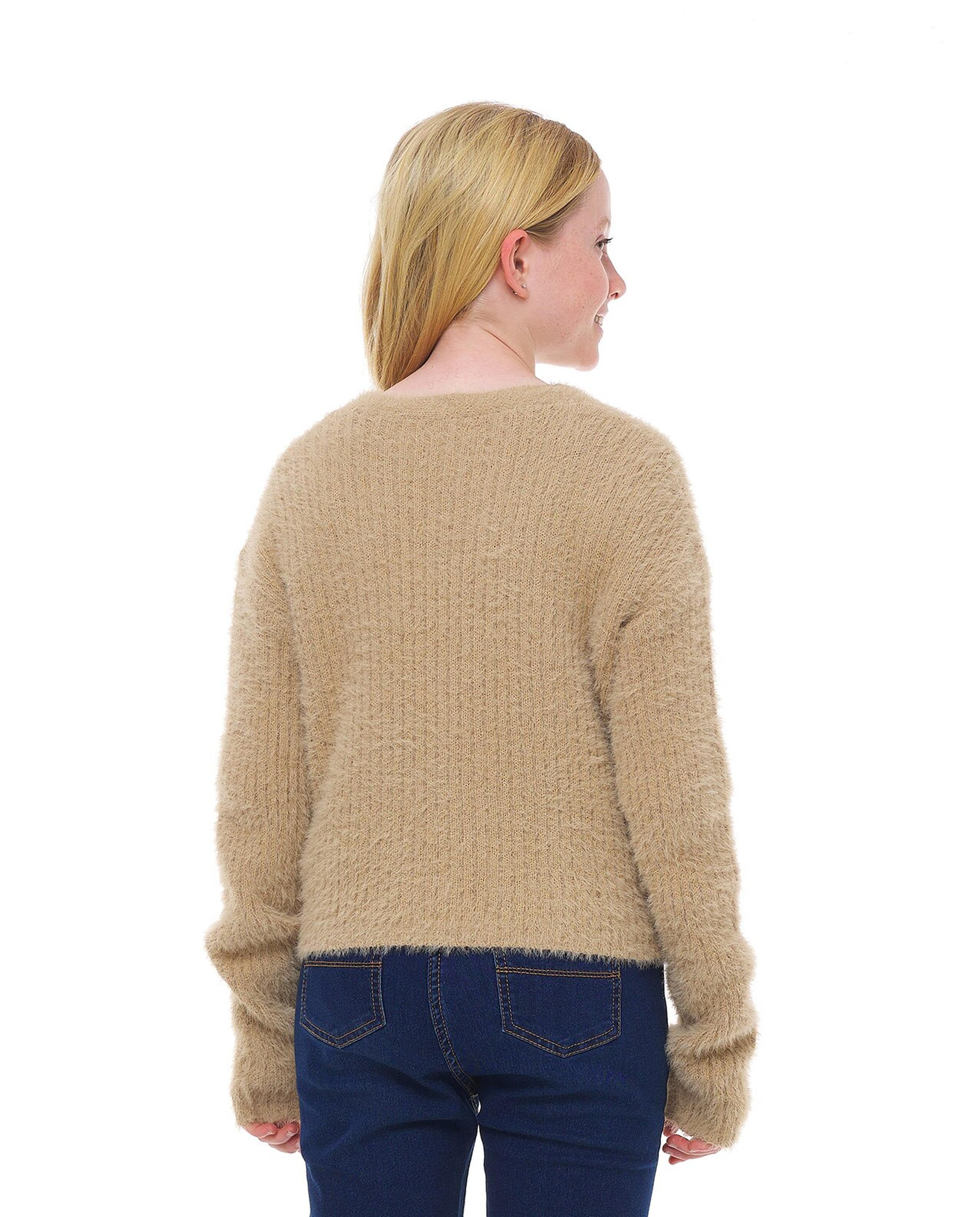 Ribbed Cardigan with Button Closure