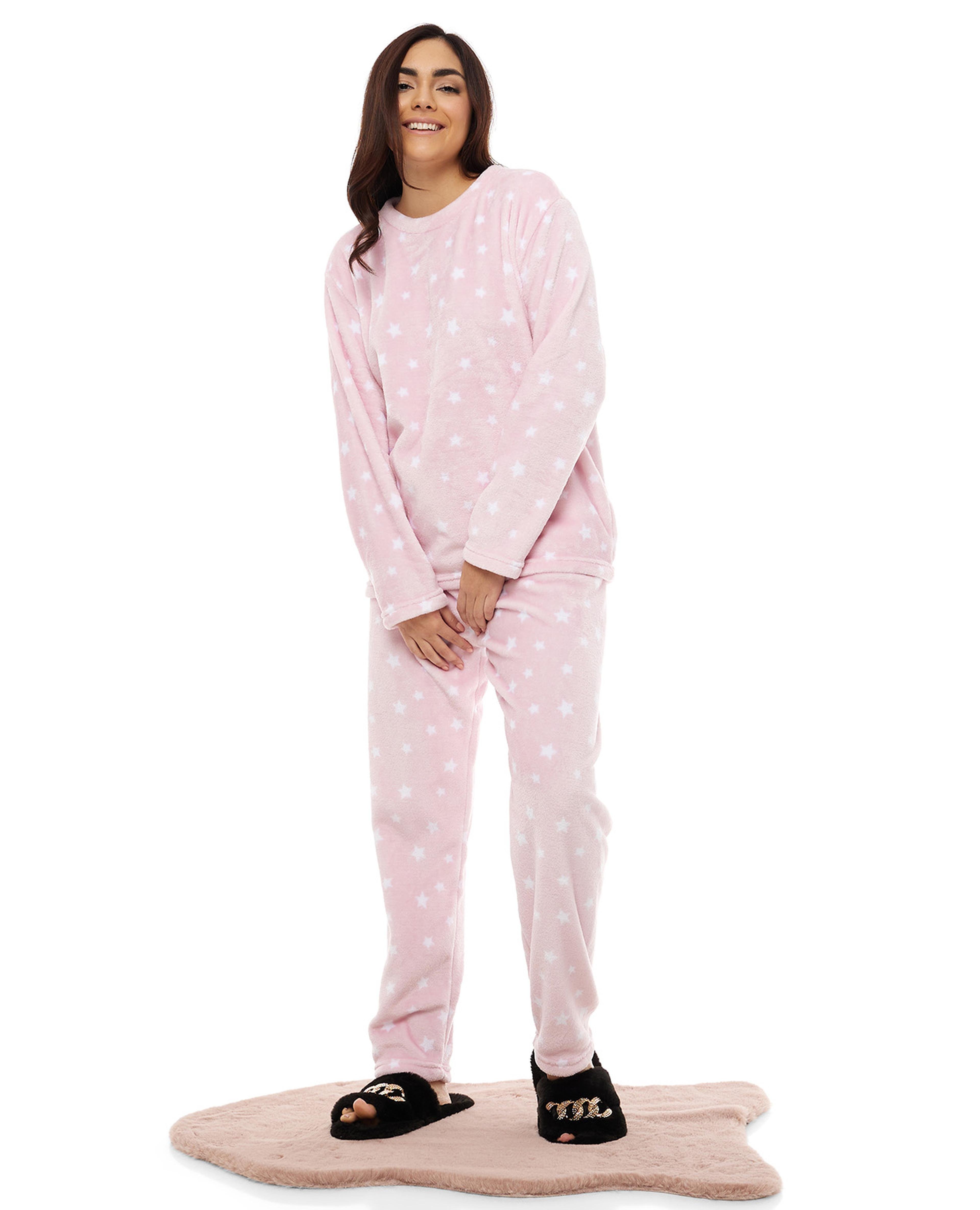 Star Printed Plush Pajama Set