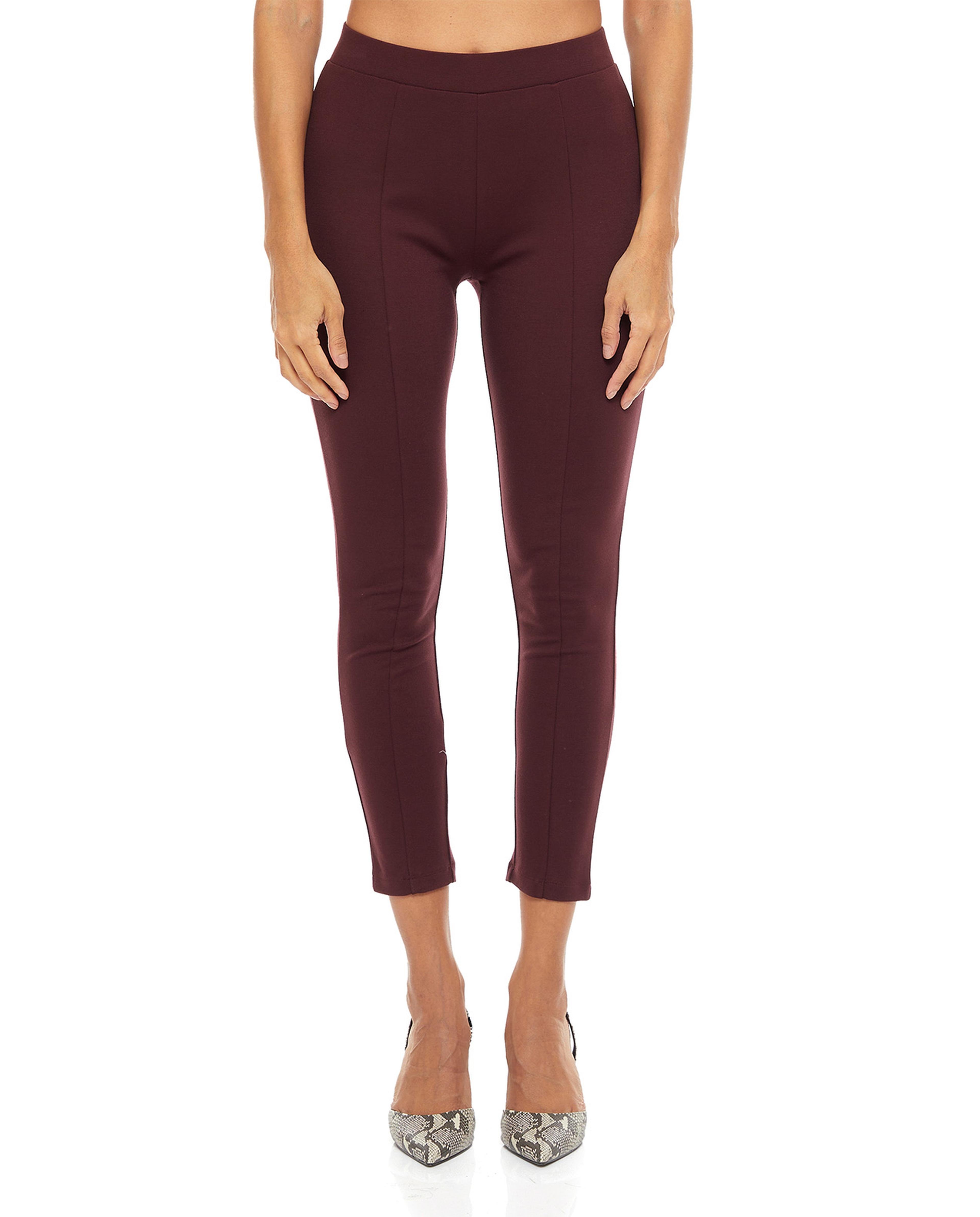 Solid Ponte Pants with Elastic Waist