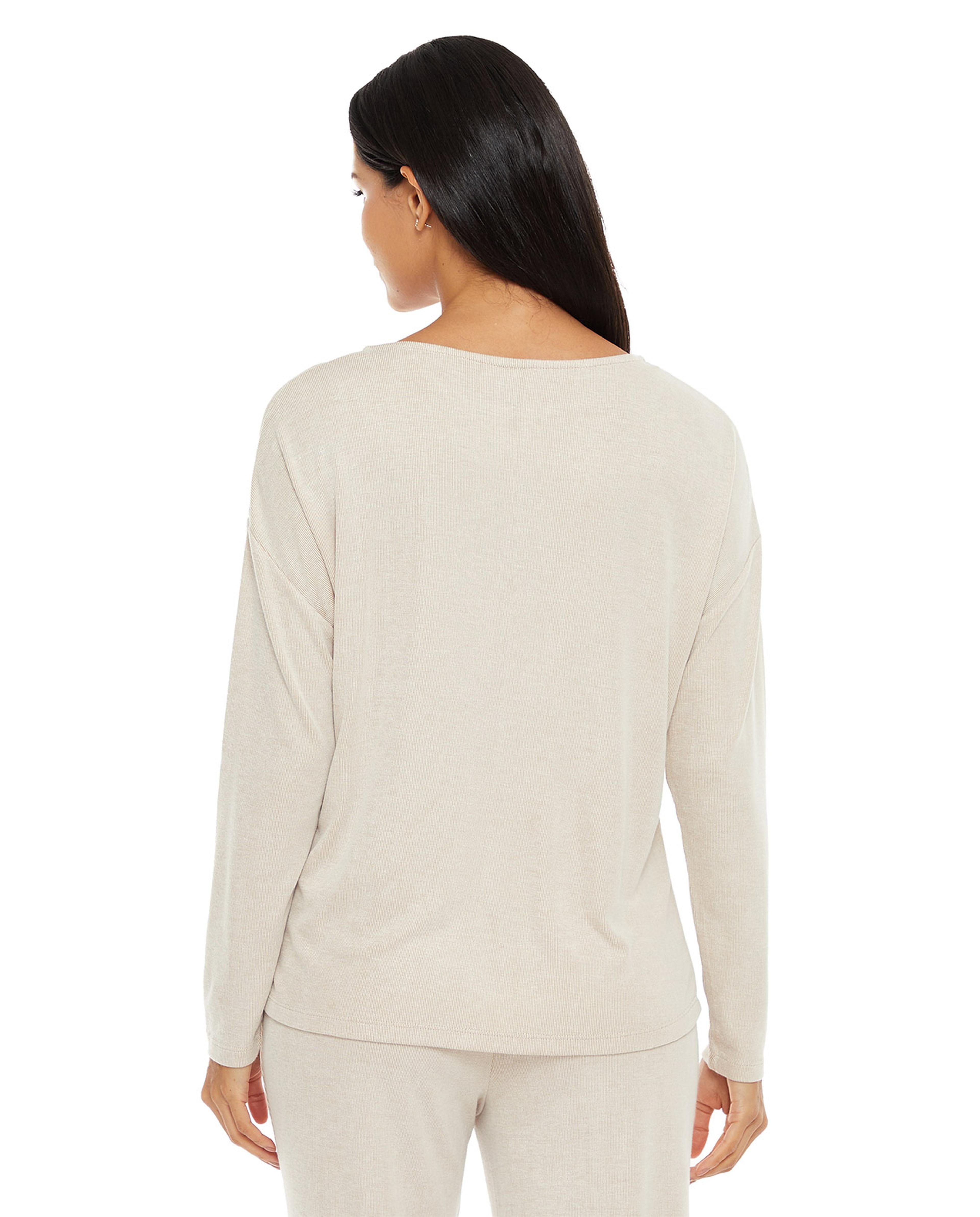 Solid Sleep Top with Round Neck and Long Sleeves