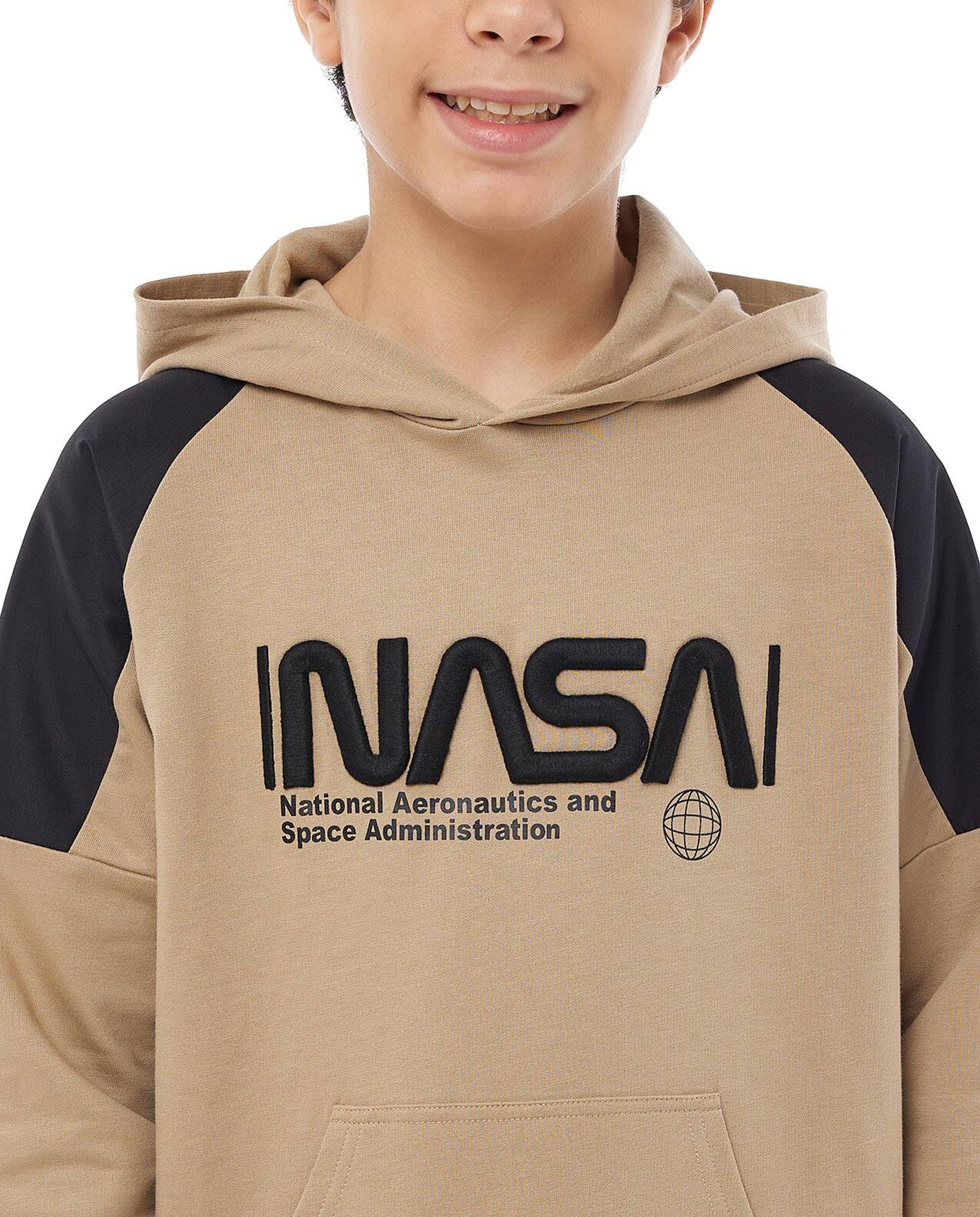 NASA Printed Hoodie with Long Sleeves