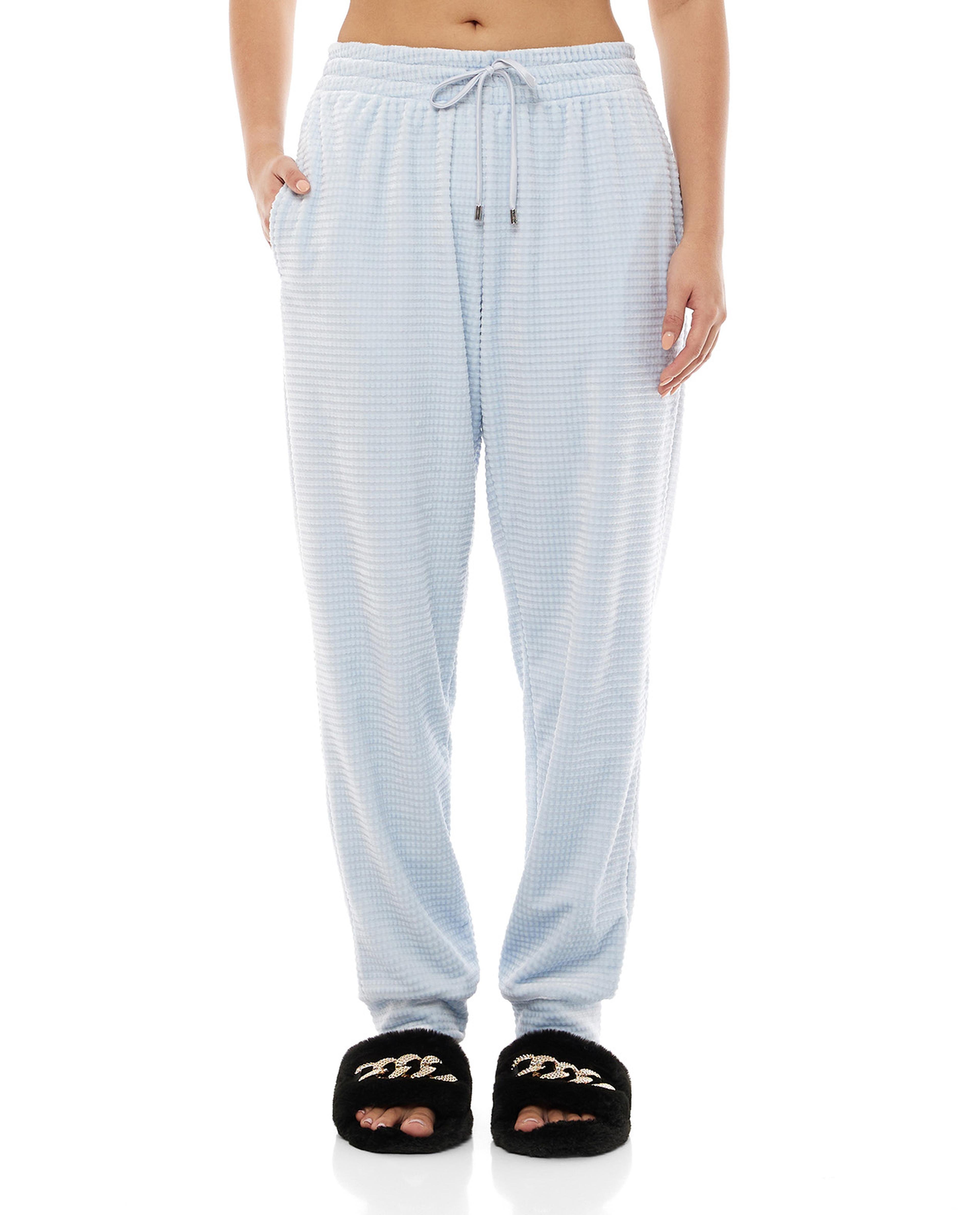 Plush Pajama Bottoms with Drawstring Waist