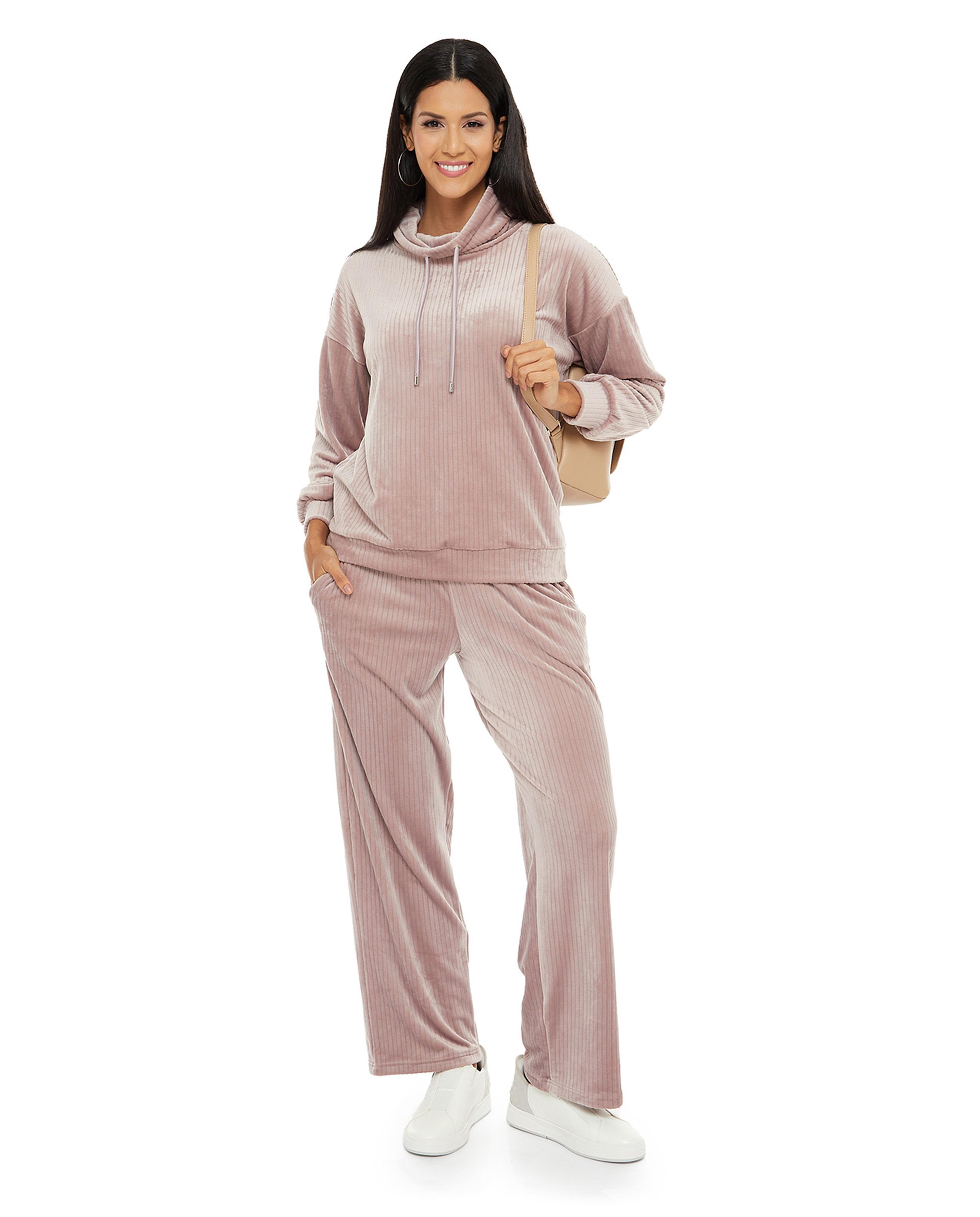 Solid Sleep Top with High Neck and Long Sleeves