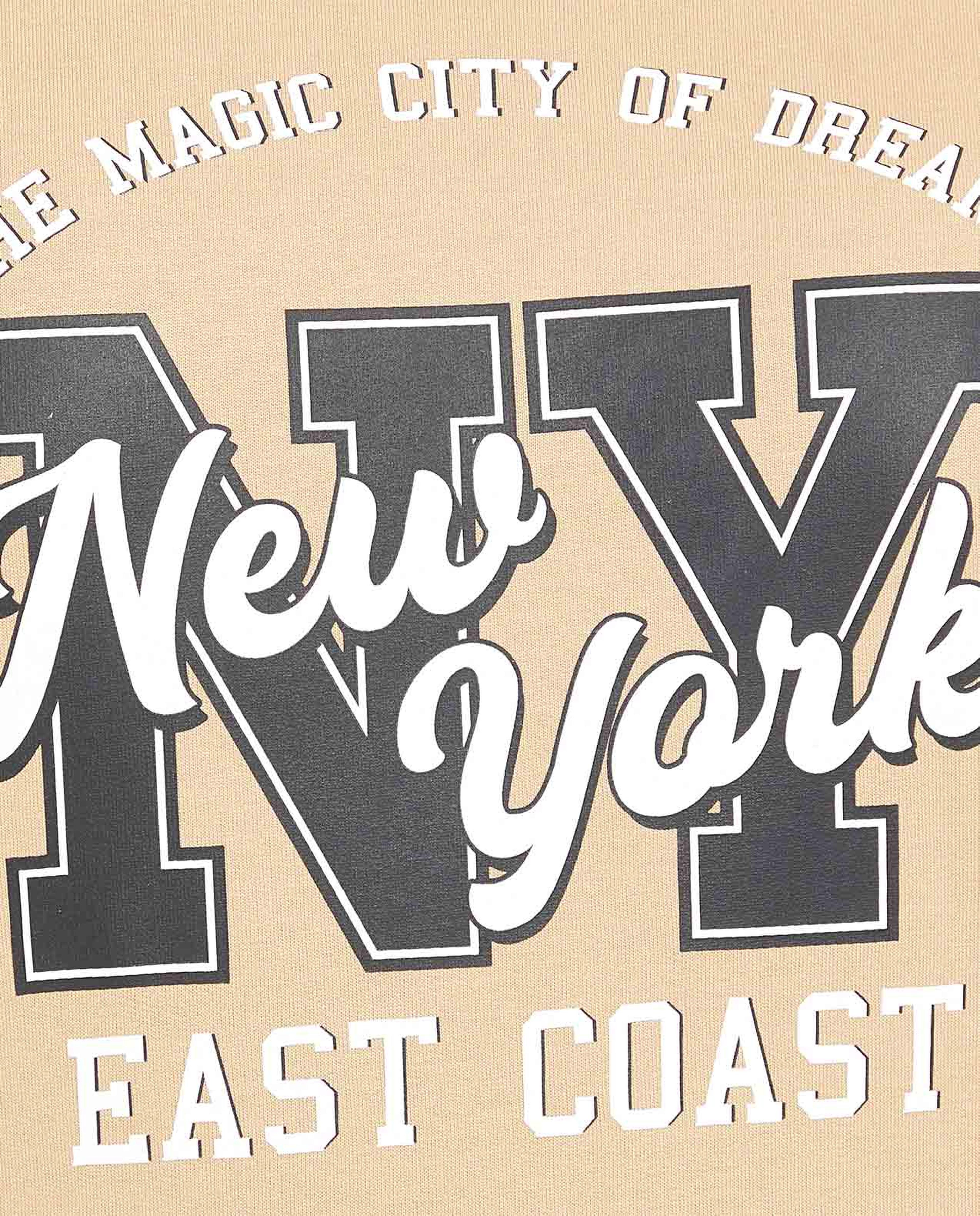 Typography Print Sweatshirt with Crew Neck and Long Sleeves