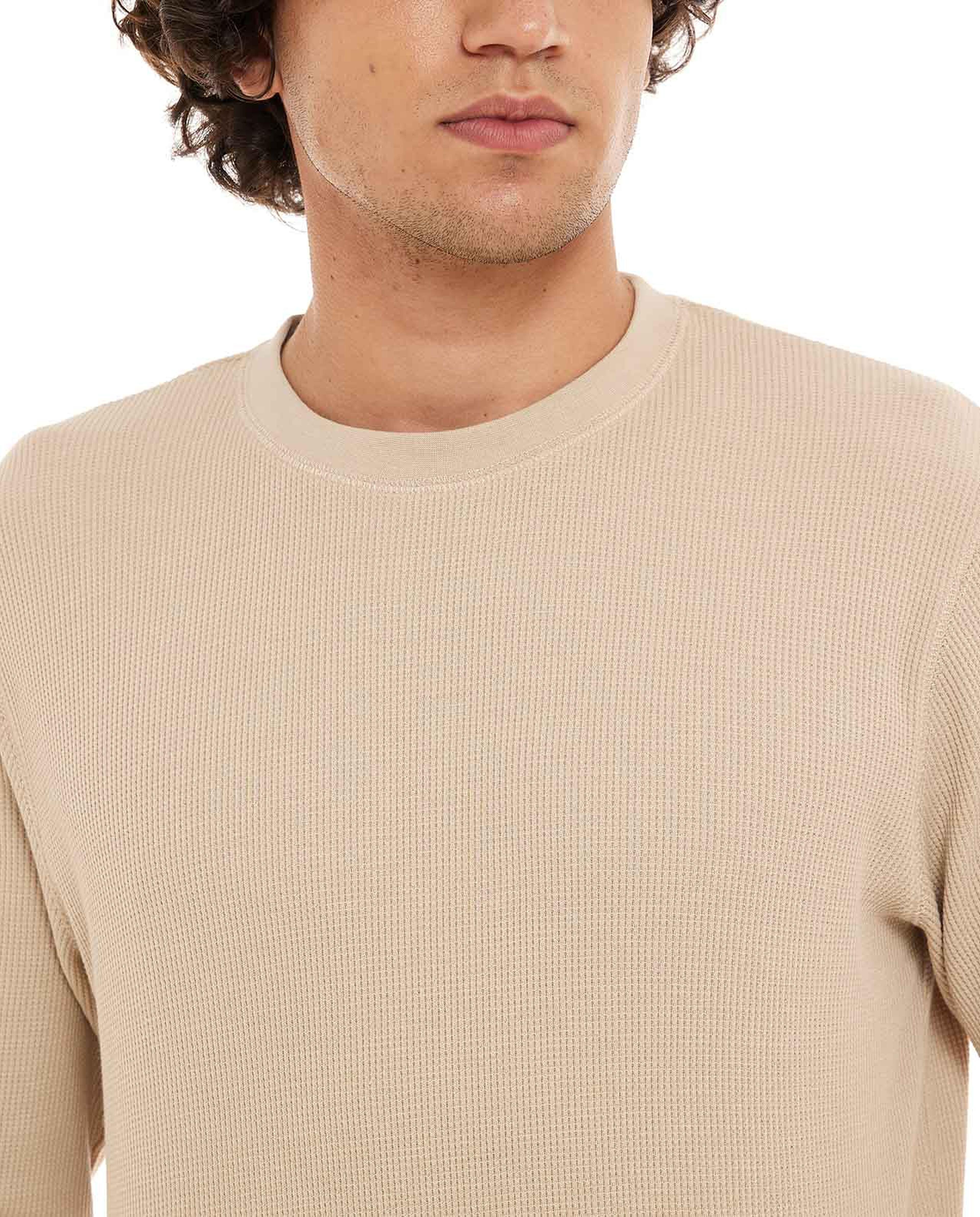 Solid T-Shirt with Crew Neck and Long Sleeves