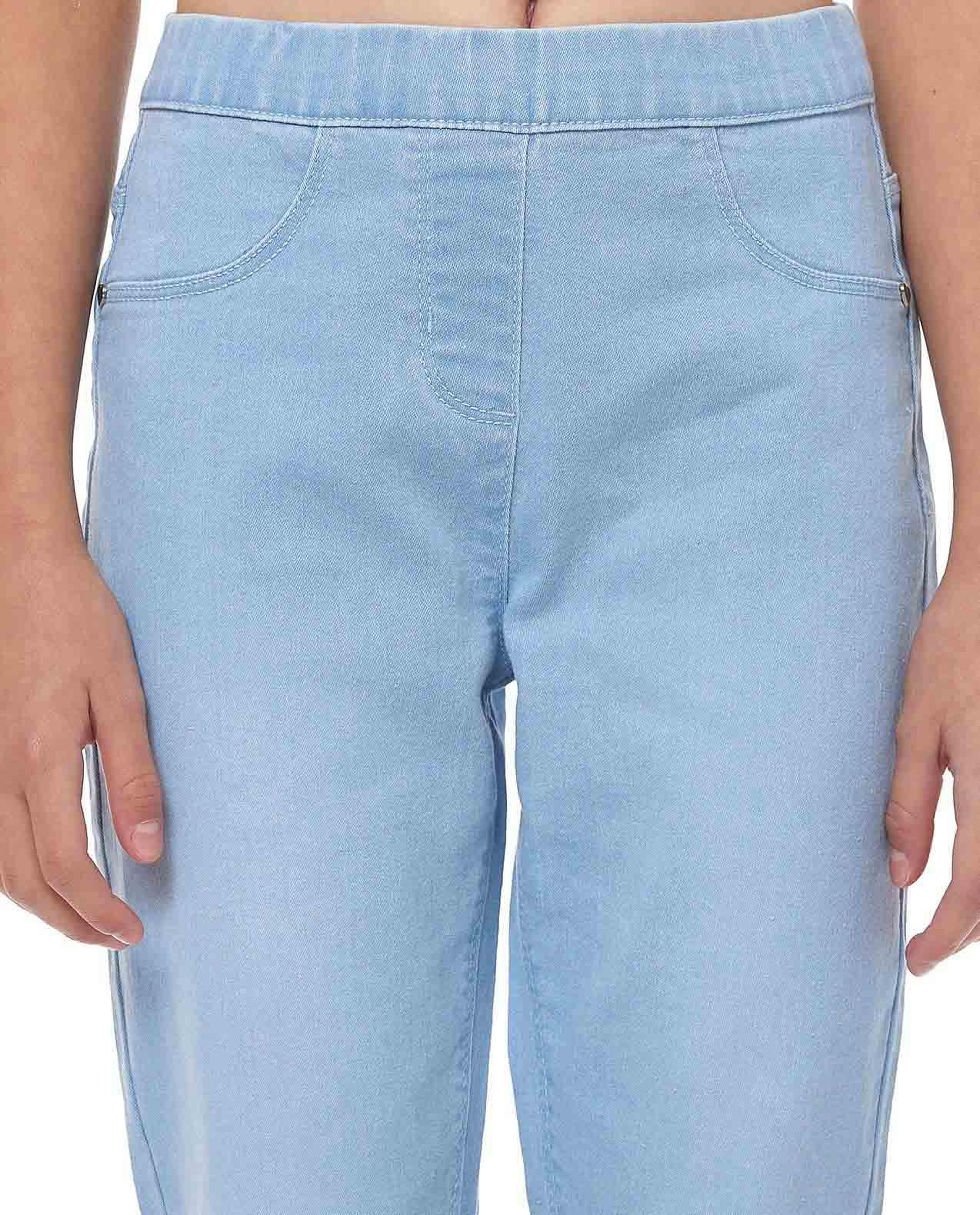 Faded Jeggings with Elastic waist