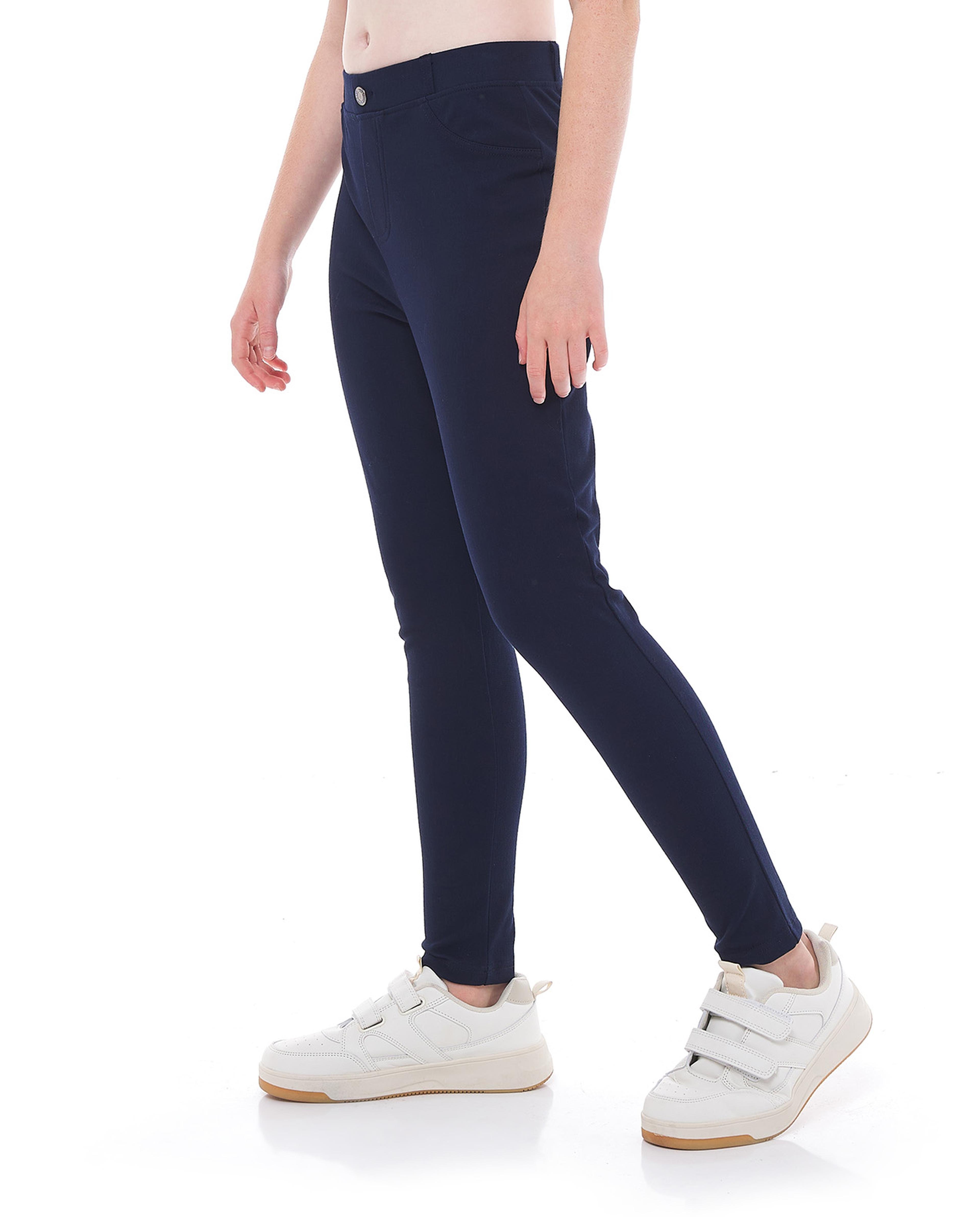 Solid Slim Fit Pants with Elastic Waist