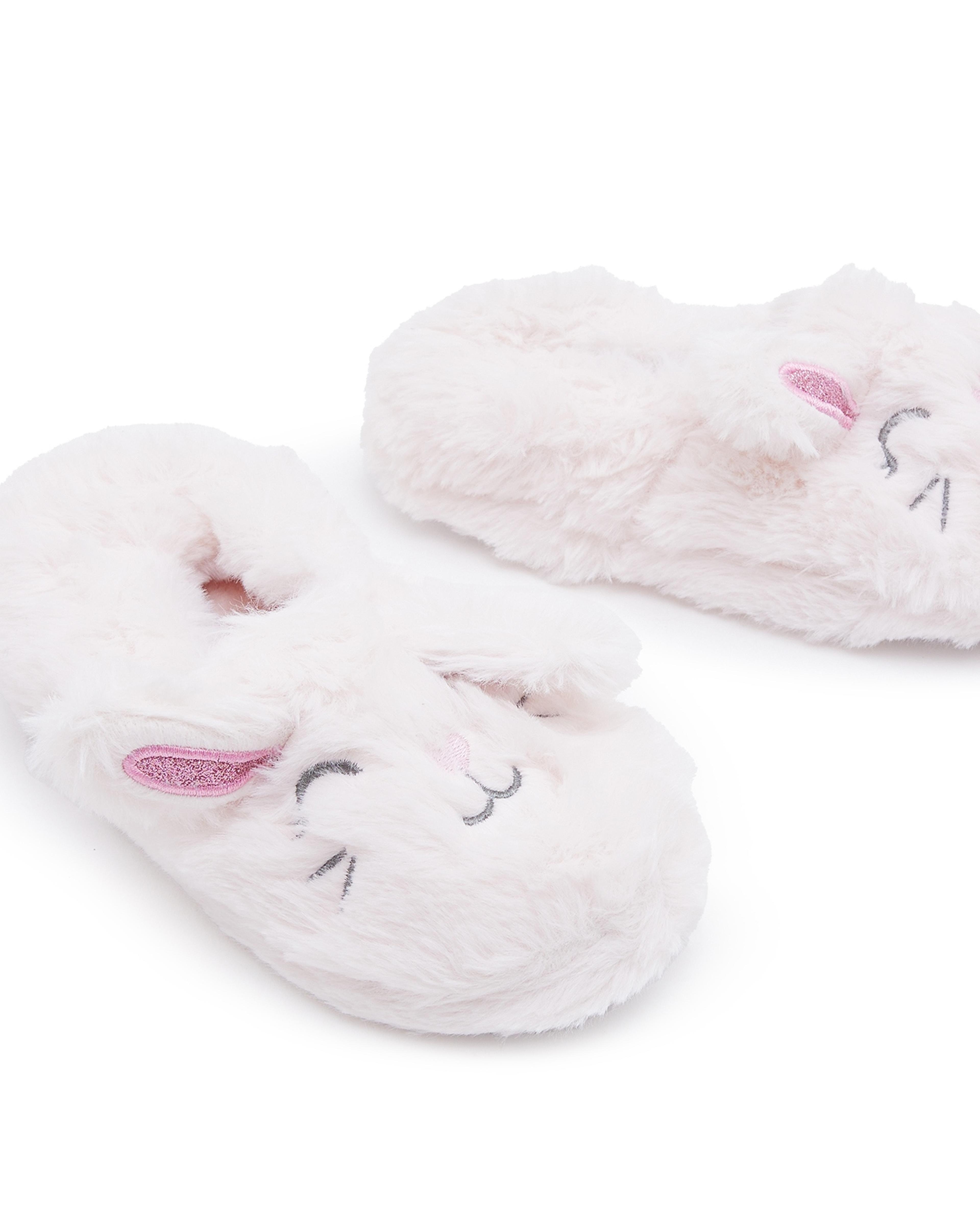 Bunny Applique Plush Bedroom Slippers