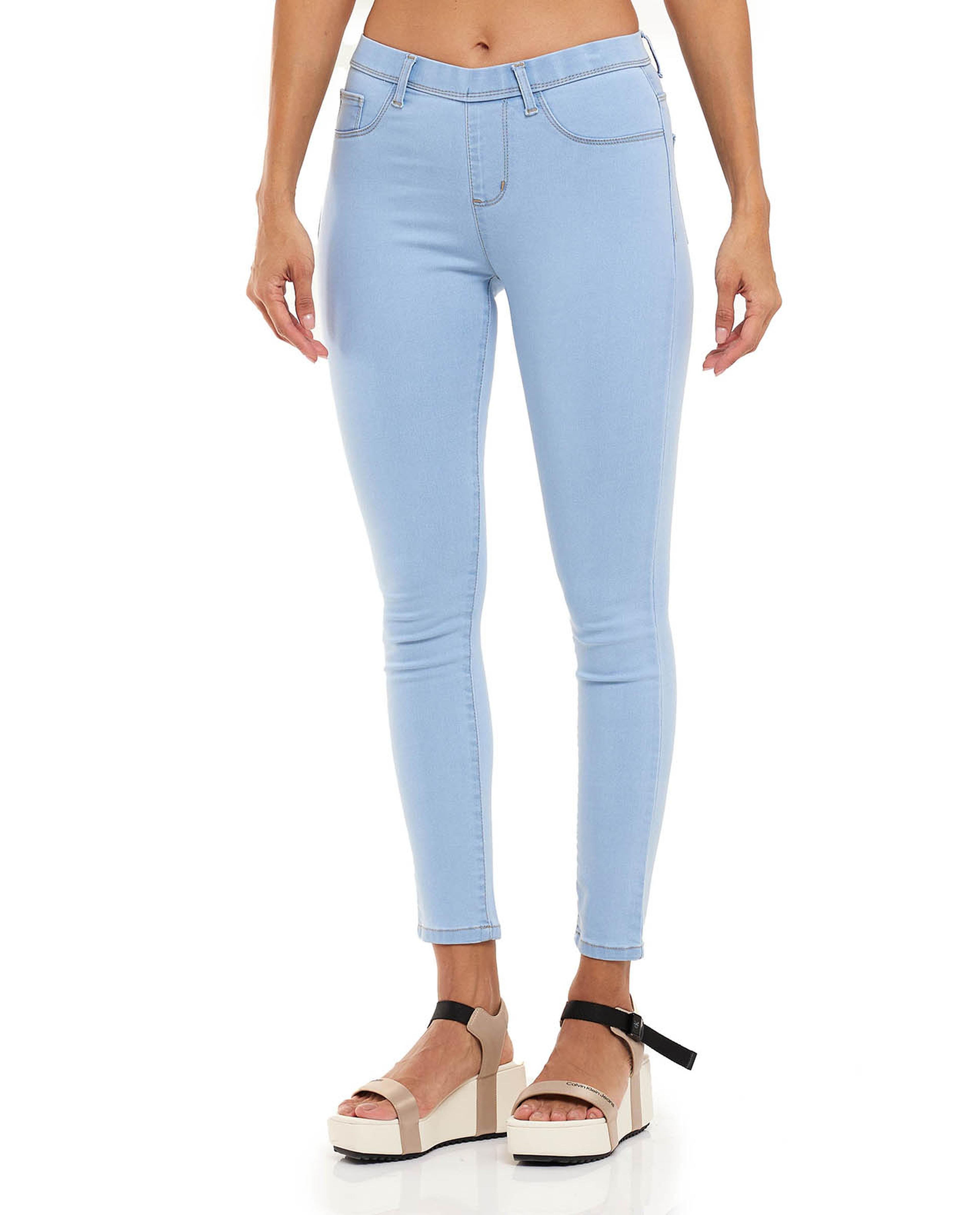 Faded Skinny Fit Jeggings with Elastic Waist