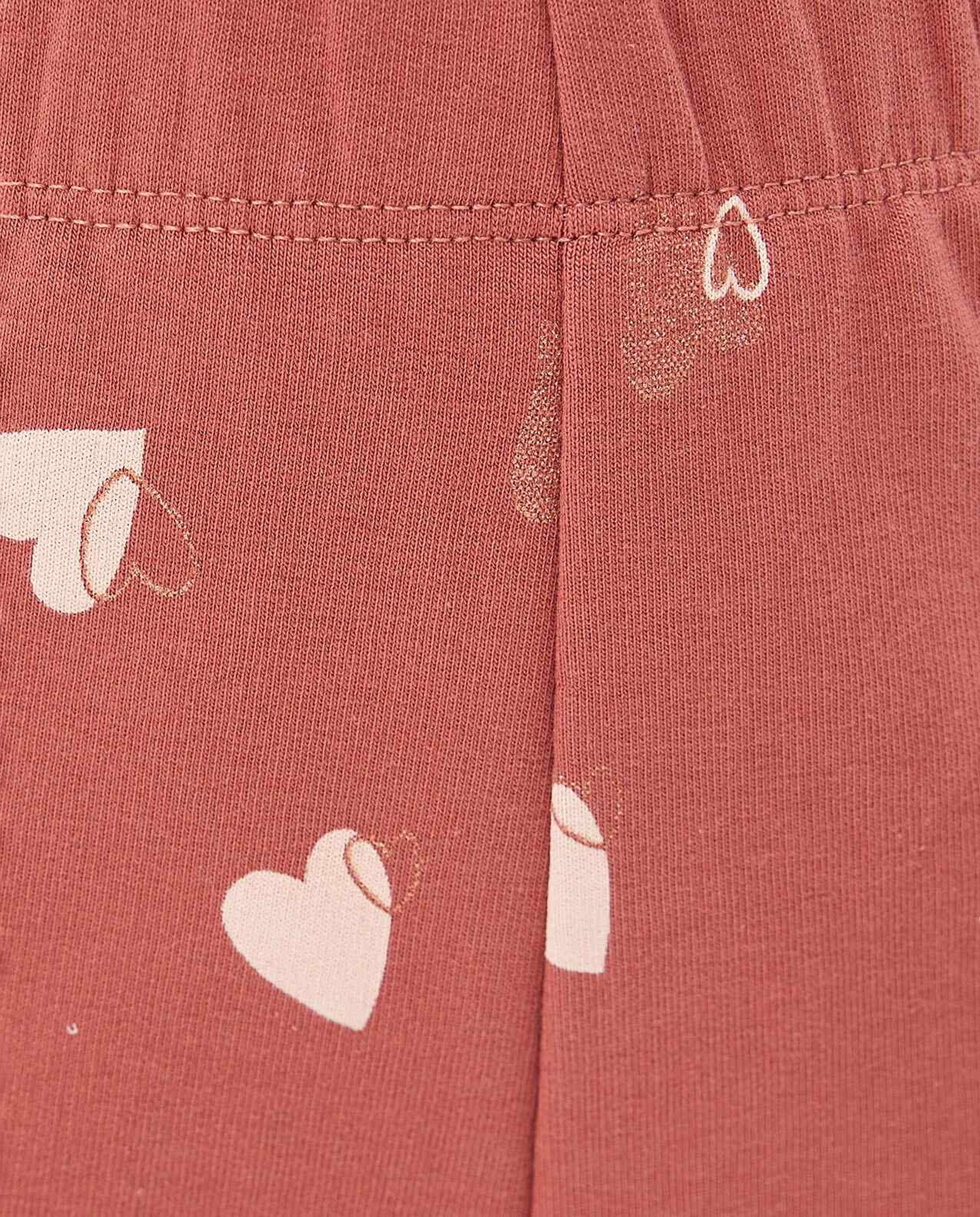 Heart Patterned Flared Knit Pants with Elastic Waist