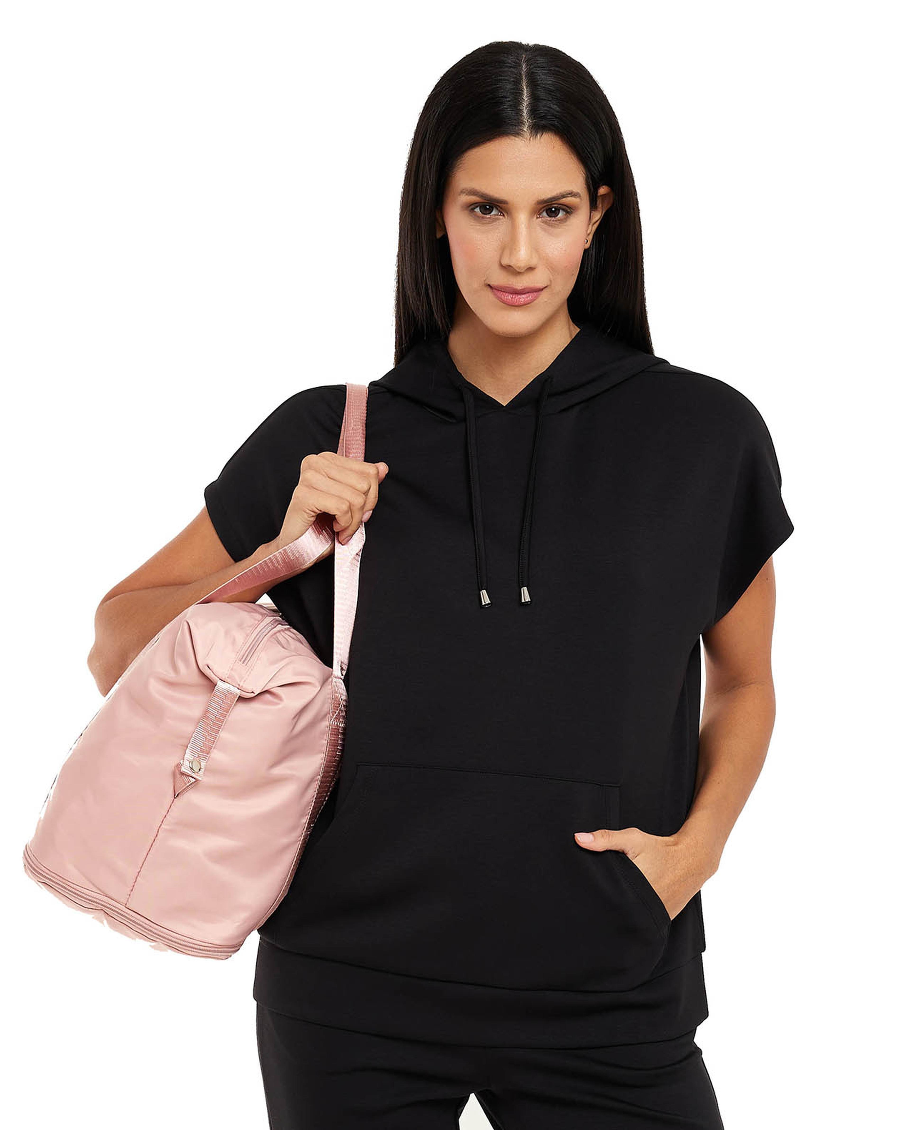 Solid Active Hoodie with Short Sleeves