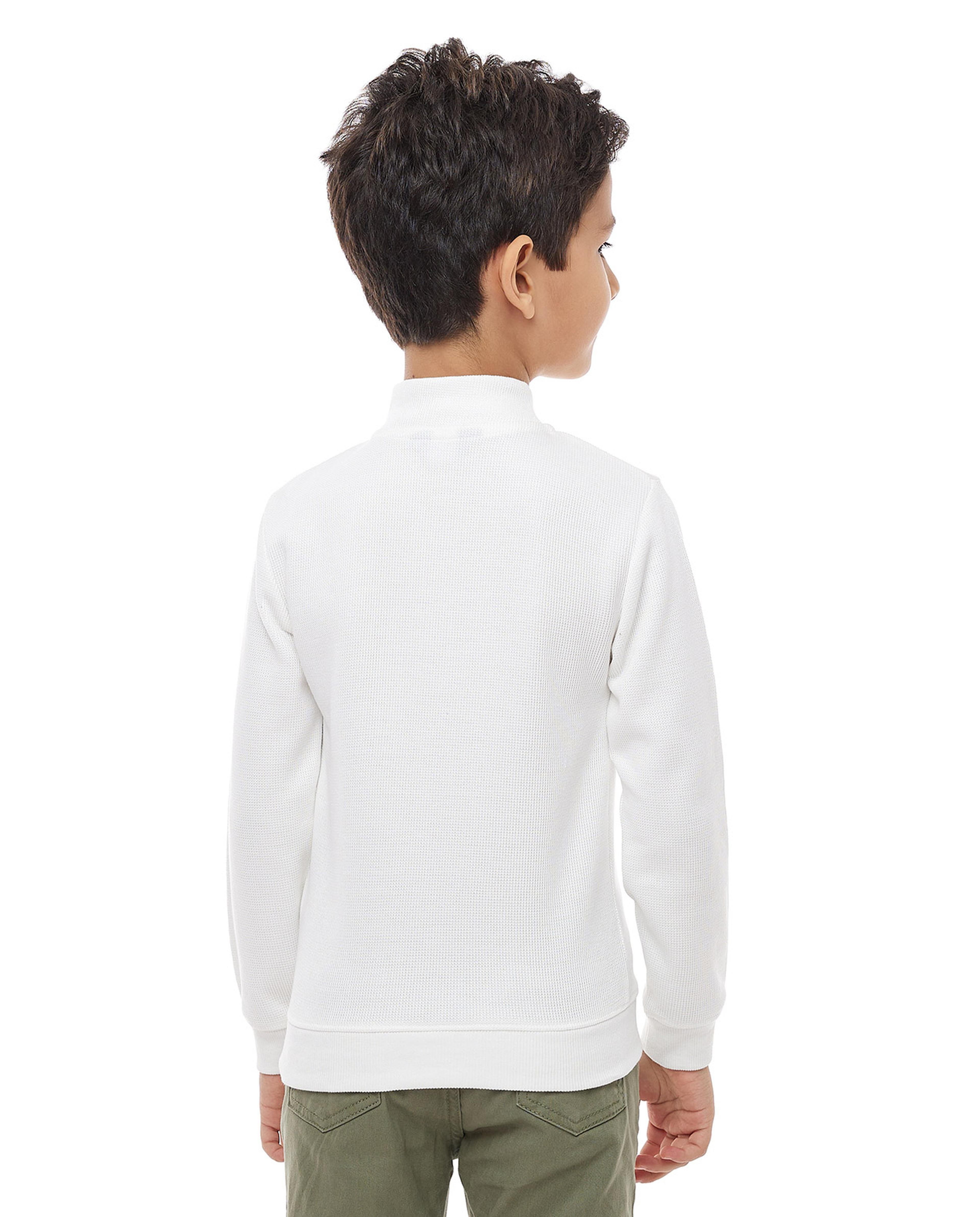 Embroidered Sweatshirt with High Neck and Long Sleeves