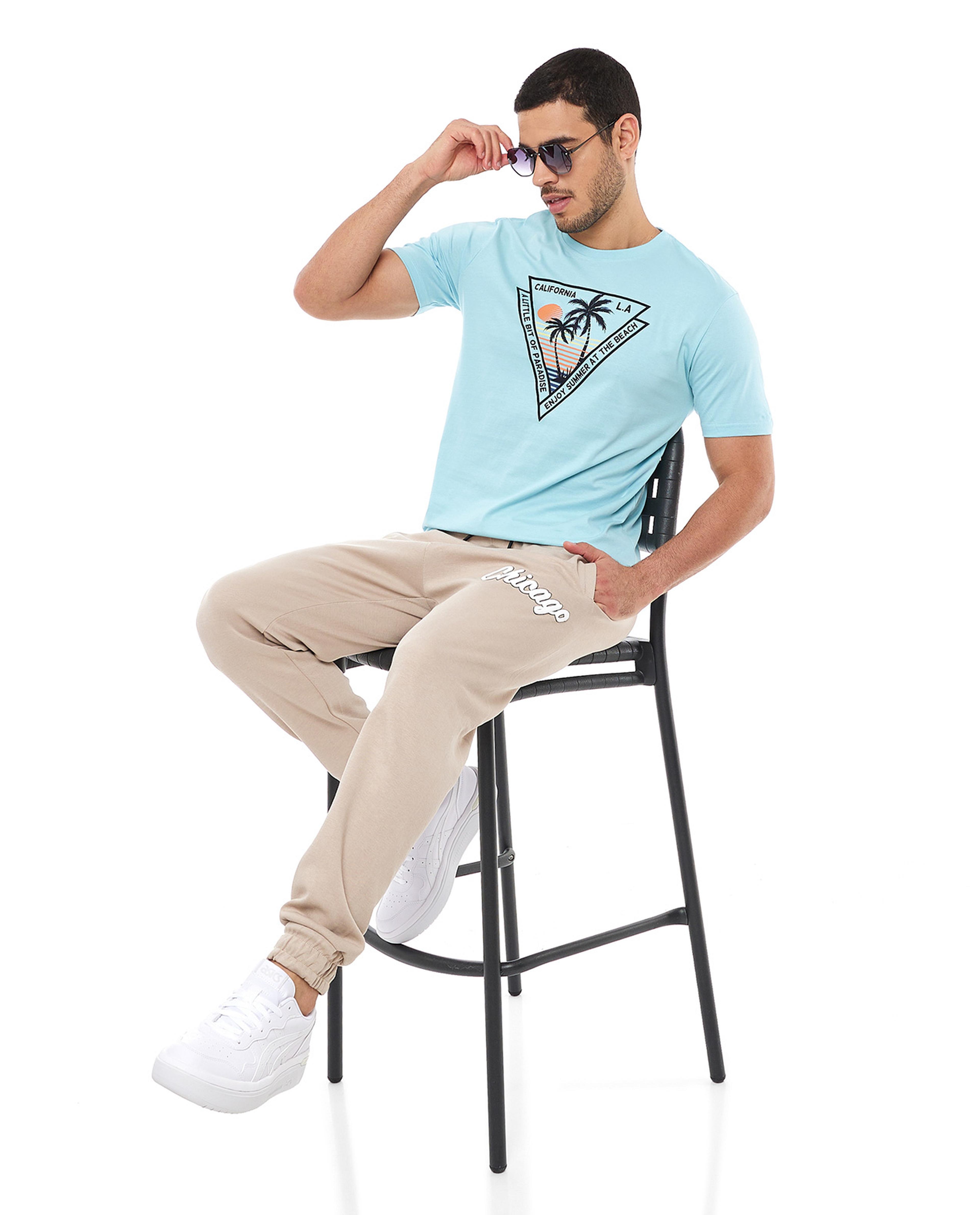 Graphic Print T-Shirt with Crew Neck and Short Sleeves