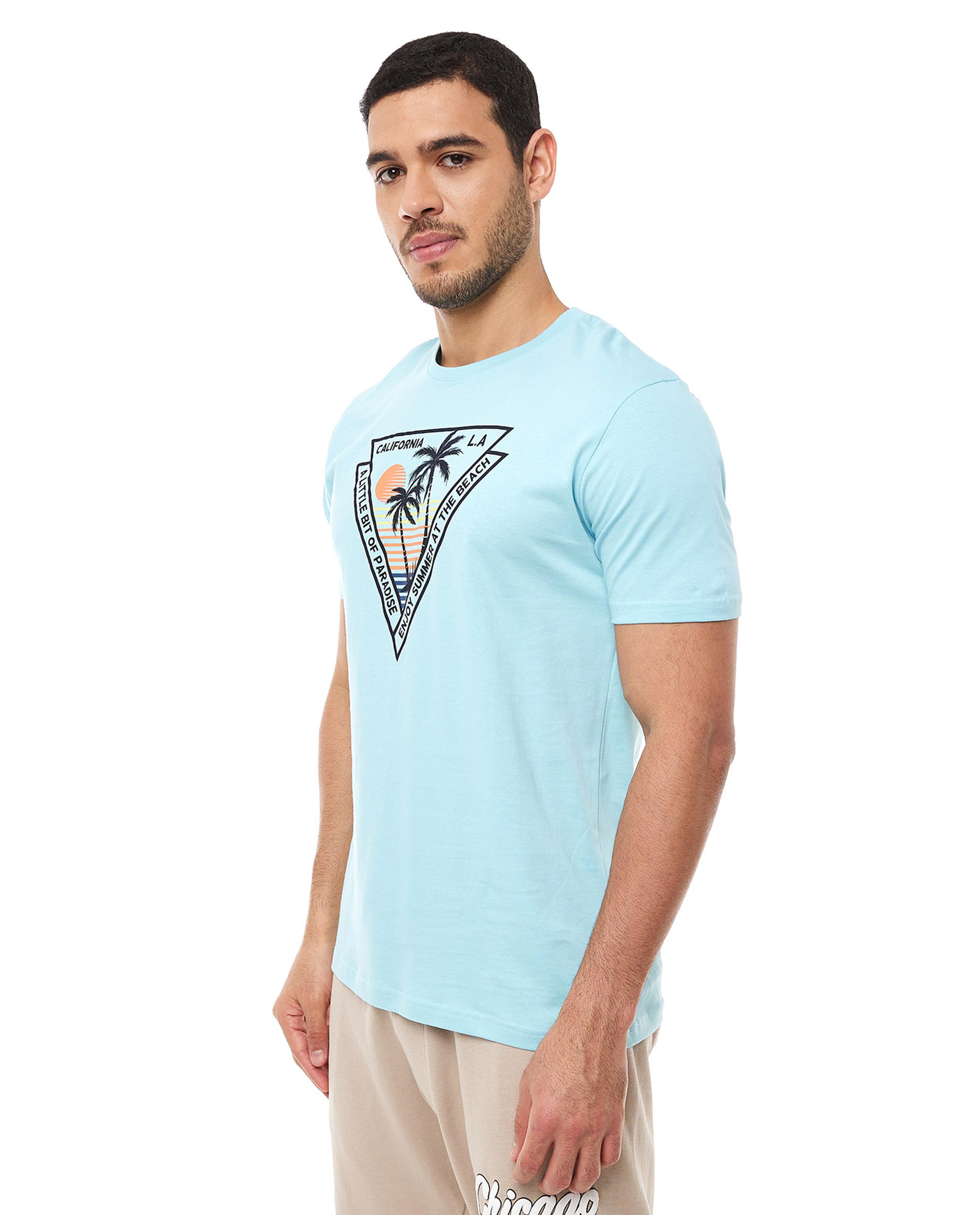 Graphic Print T-Shirt with Crew Neck and Short Sleeves