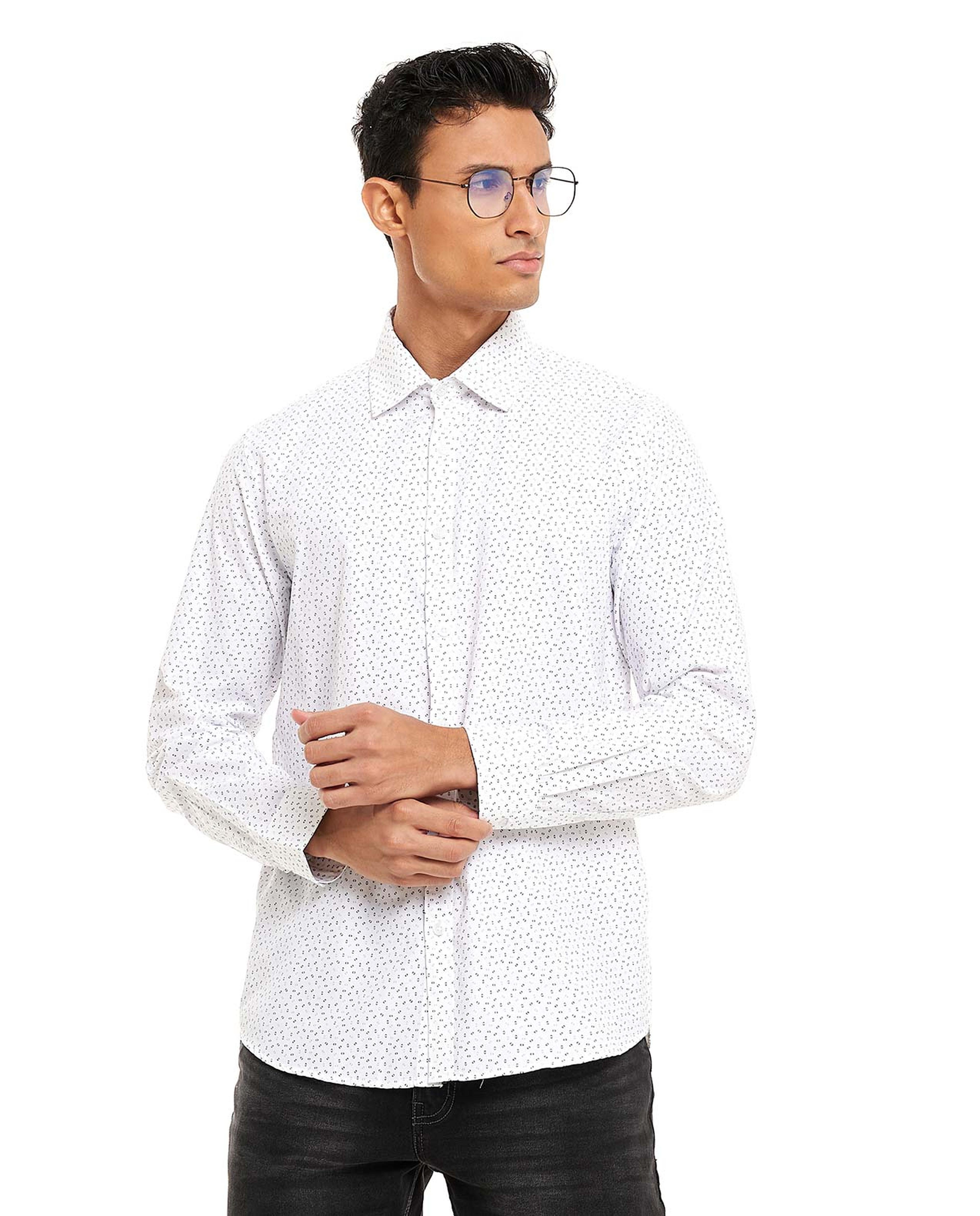 Printed Shirt with Classic Collar and Long Sleeves