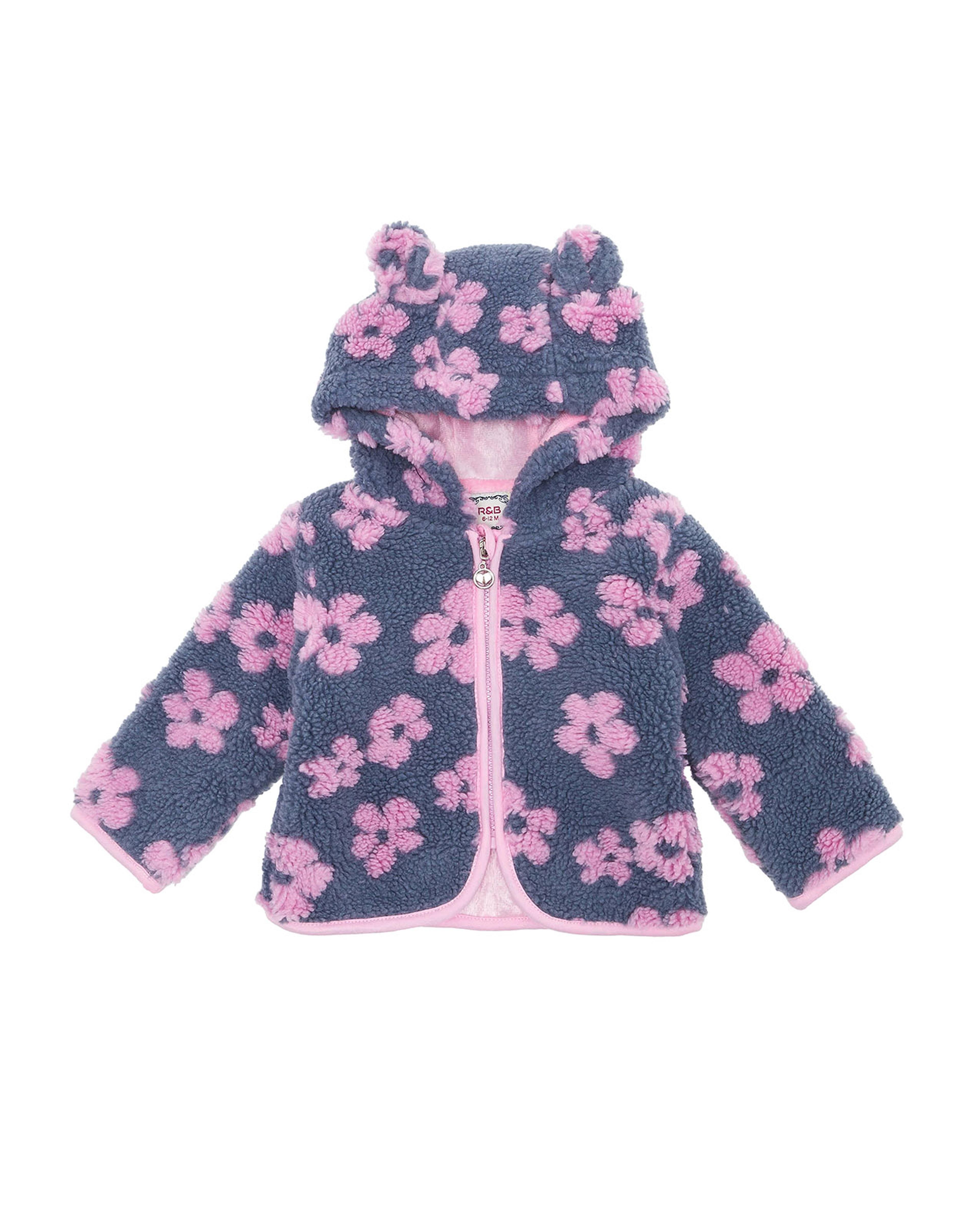 Patterned Hooded Jacket with Zipper Closure