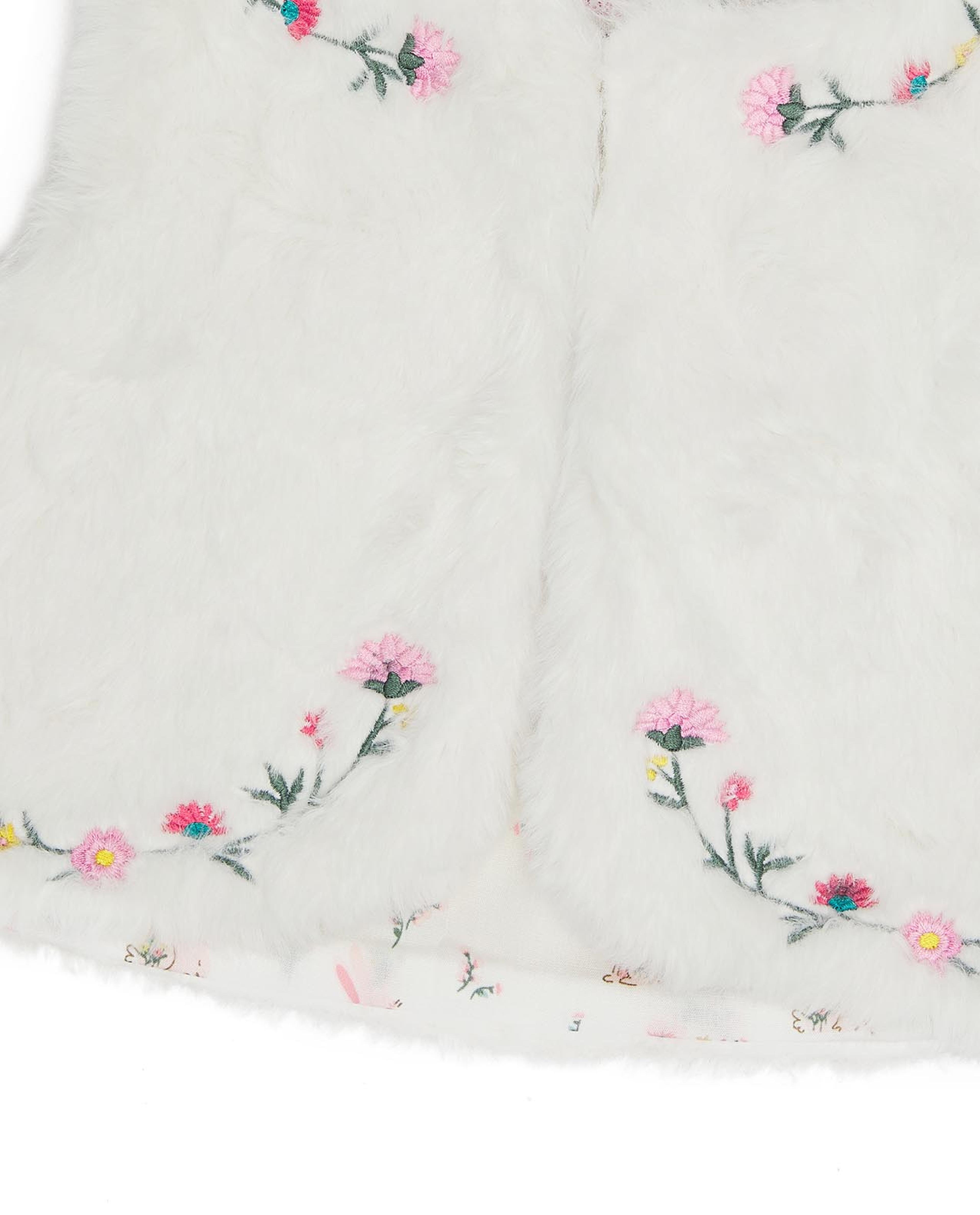 Embroidered Furry Vest