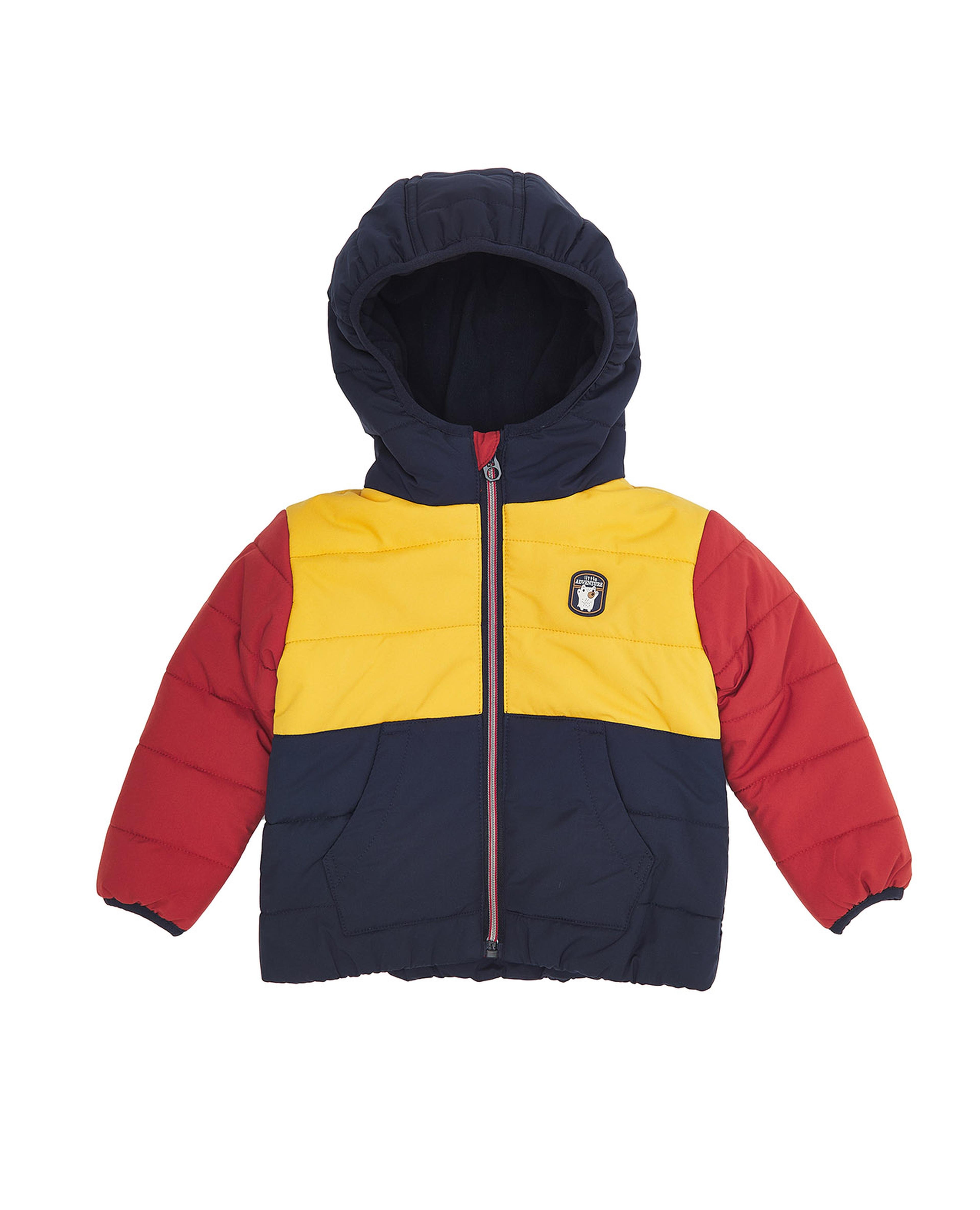 Color Block Hooded Jacket with Zipper Closure