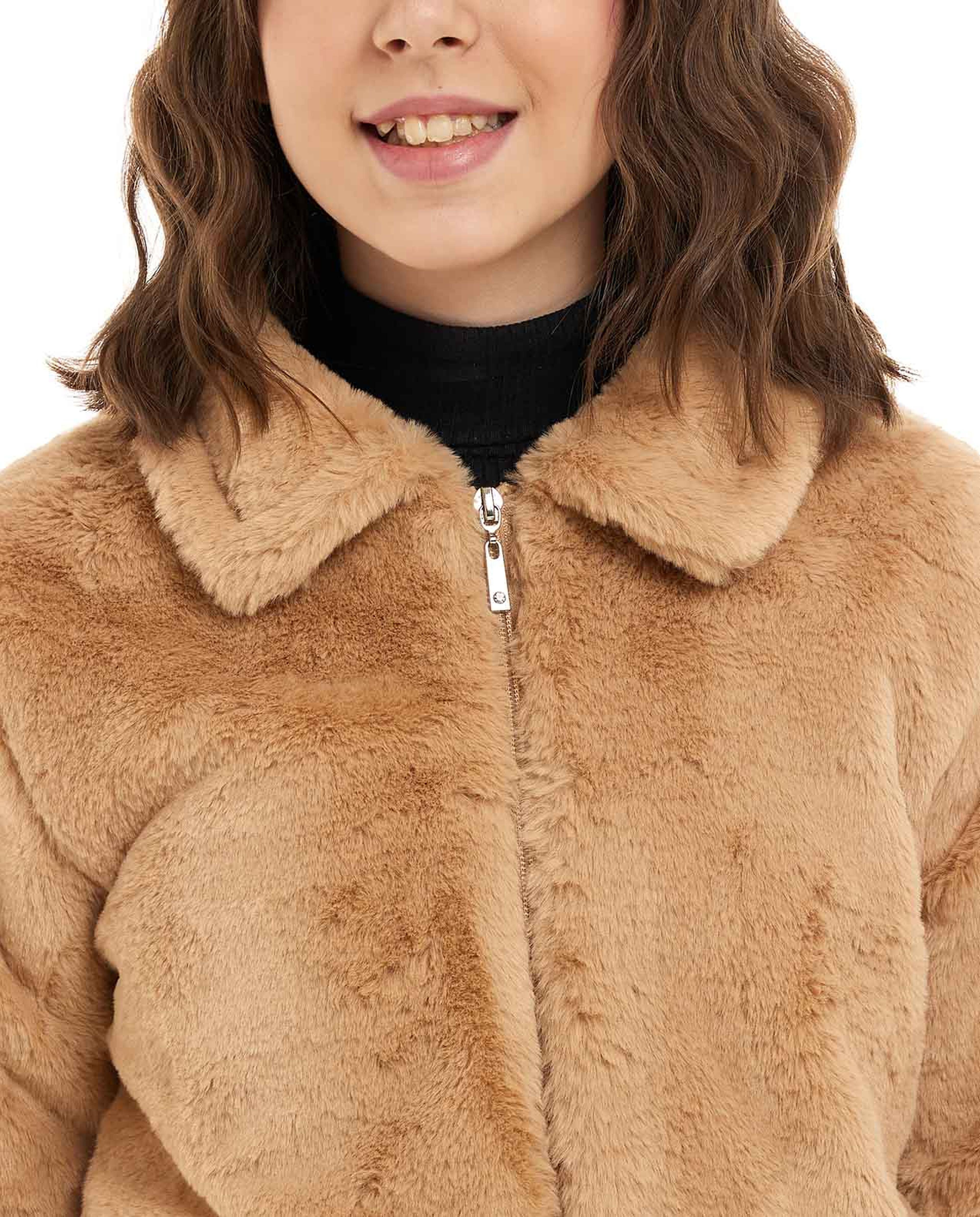 Furry Jacket with Zipper Jacket