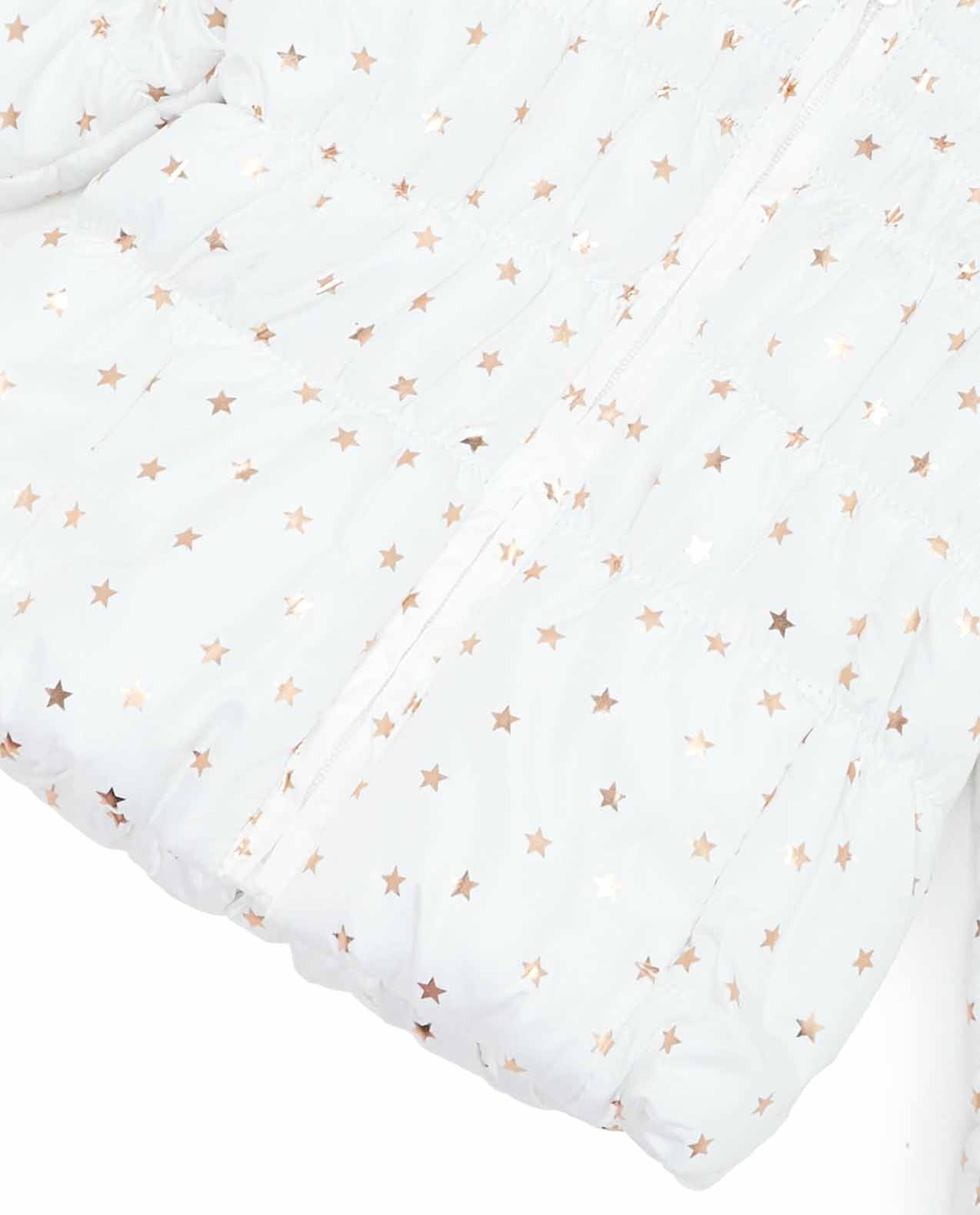 Star Print Hooded Jacket with Zipper Closure