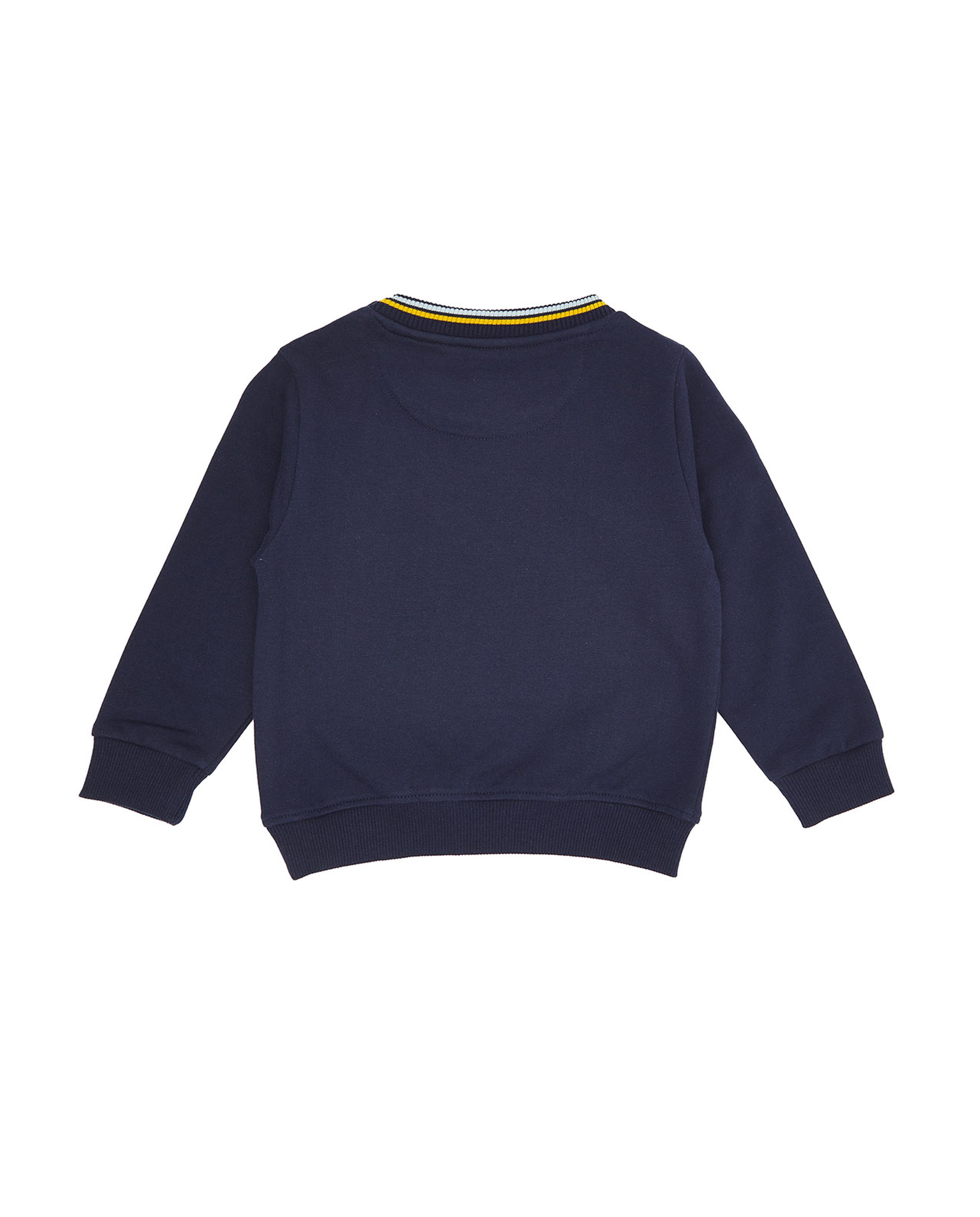 Applique Work Sweatshirt with Crew Neck and Long Sleeves