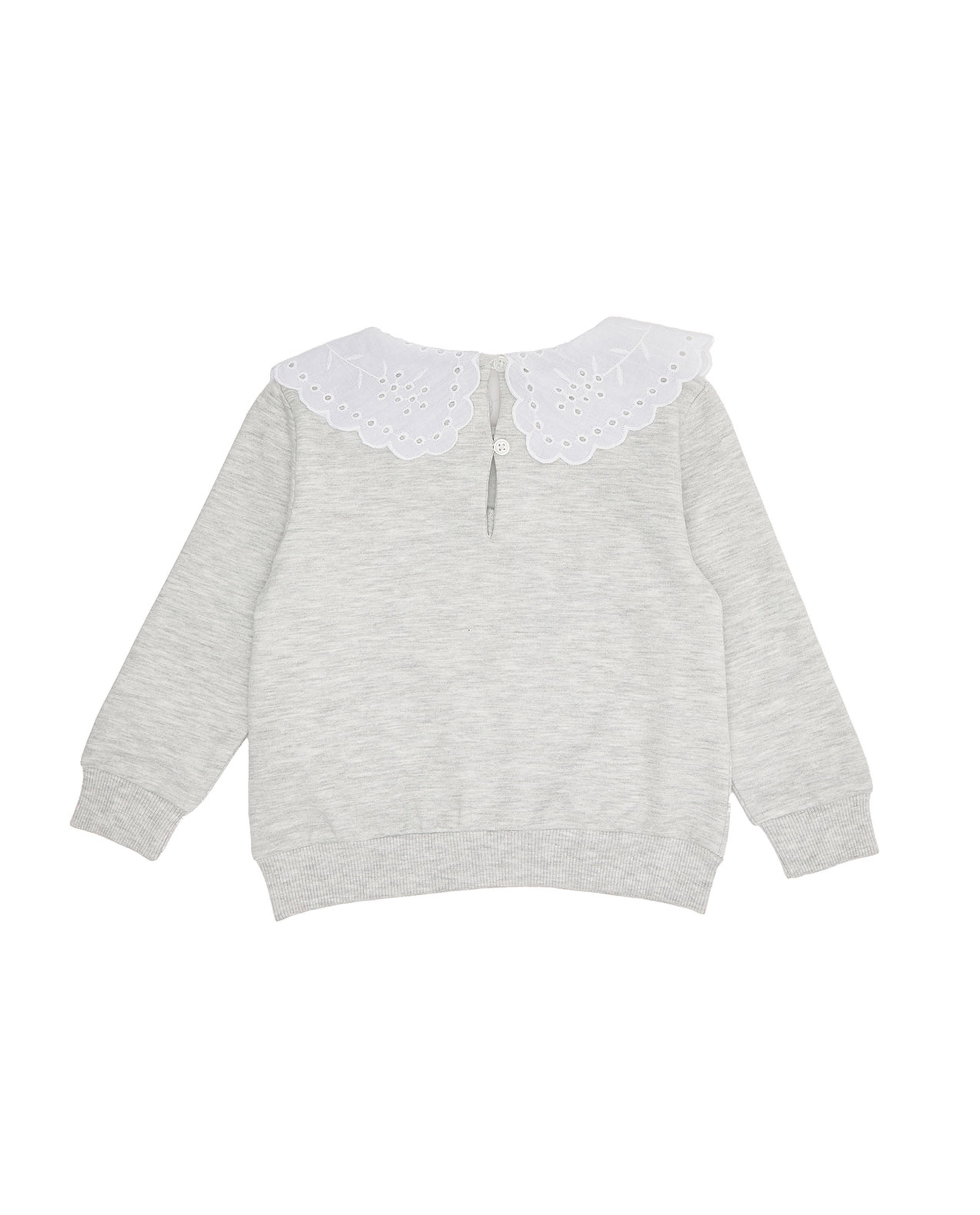 Sequined Sweatshirt with Peter Pan Collar and Long Sleeves