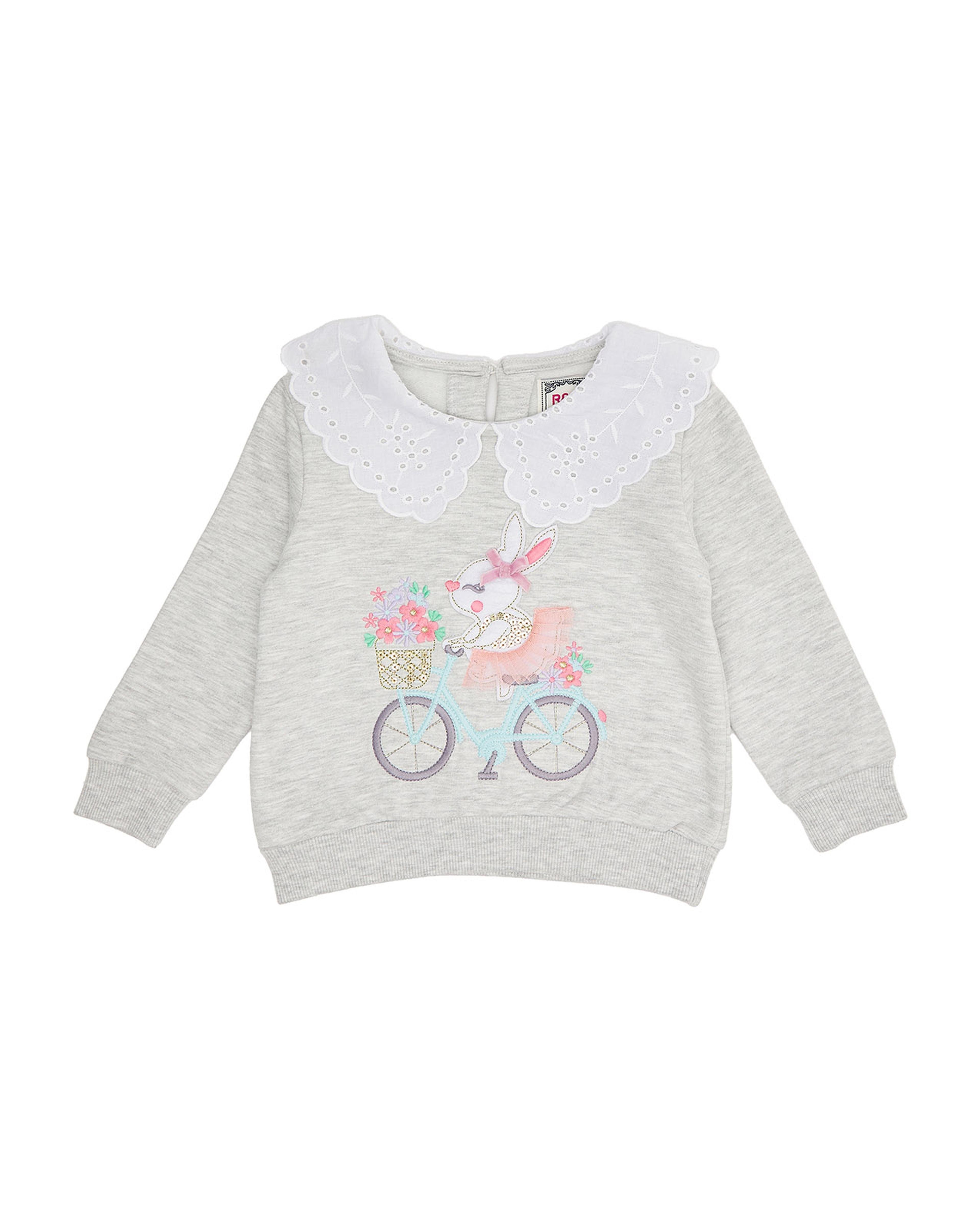 Sequined Sweatshirt with Peter Pan Collar and Long Sleeves