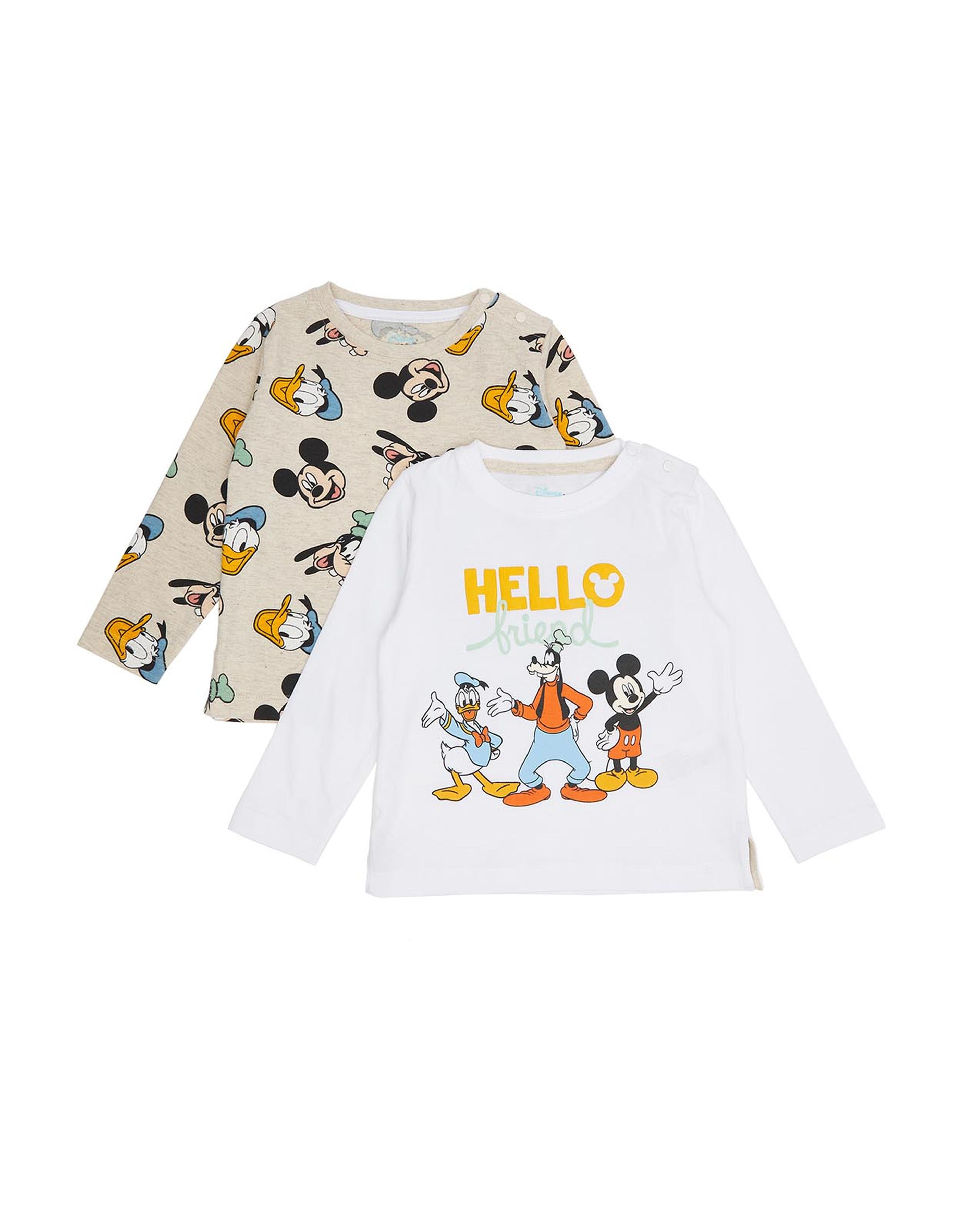 2 Pack Mickey Mouse Print T-Shirt with Long Sleeves