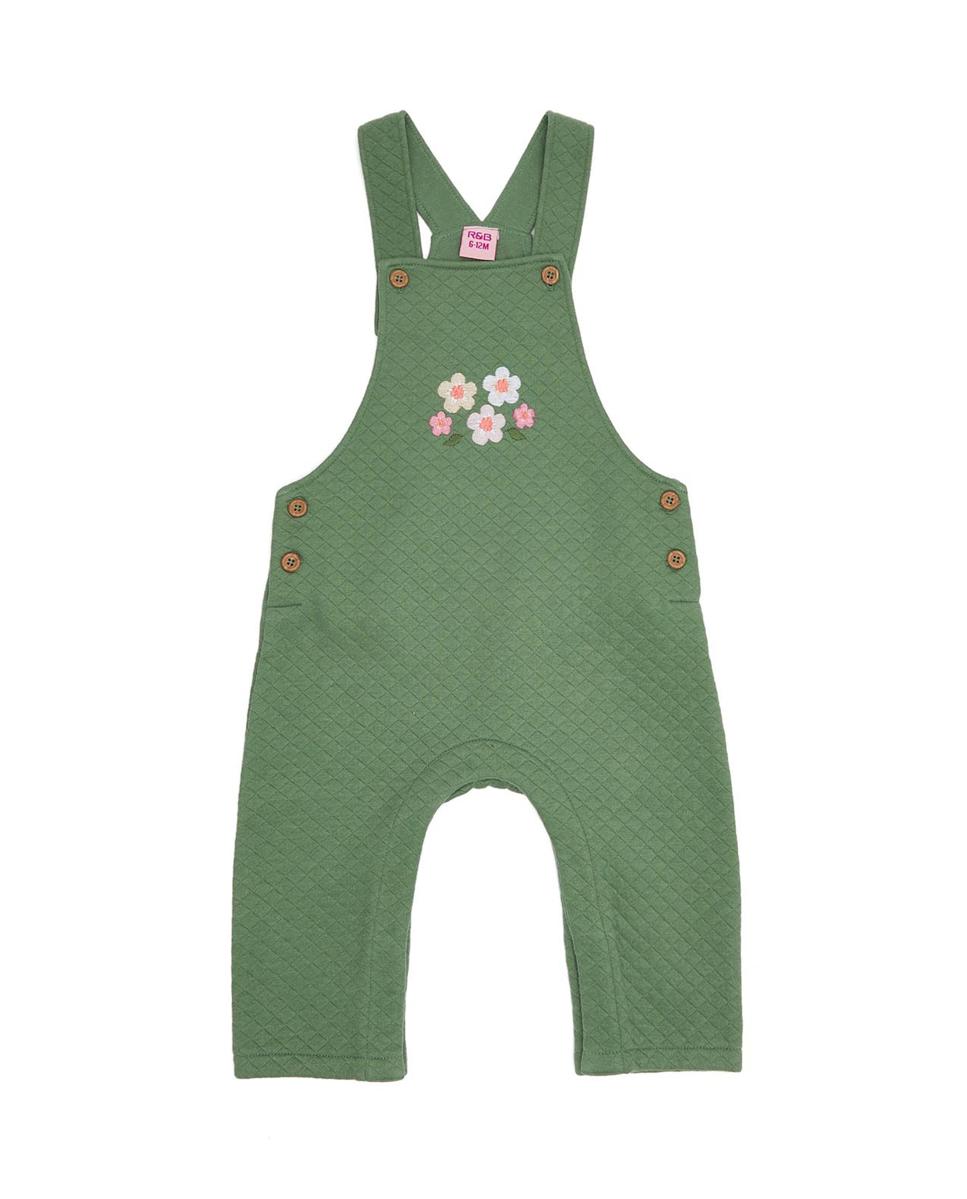Knitted Top and Embroidered Overalls Set
