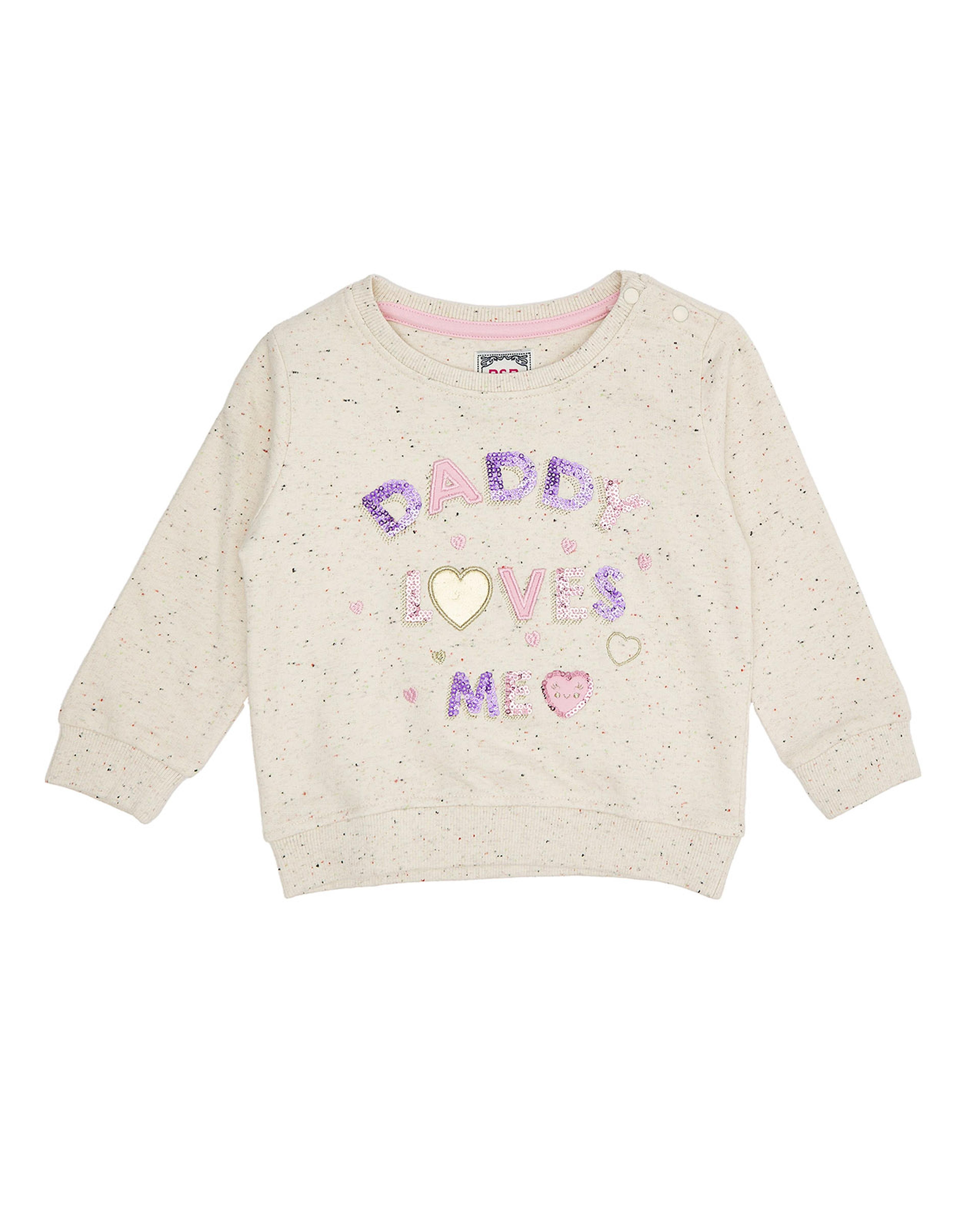 Sequined Sweatshirt with Crew Neck and Long Sleeves