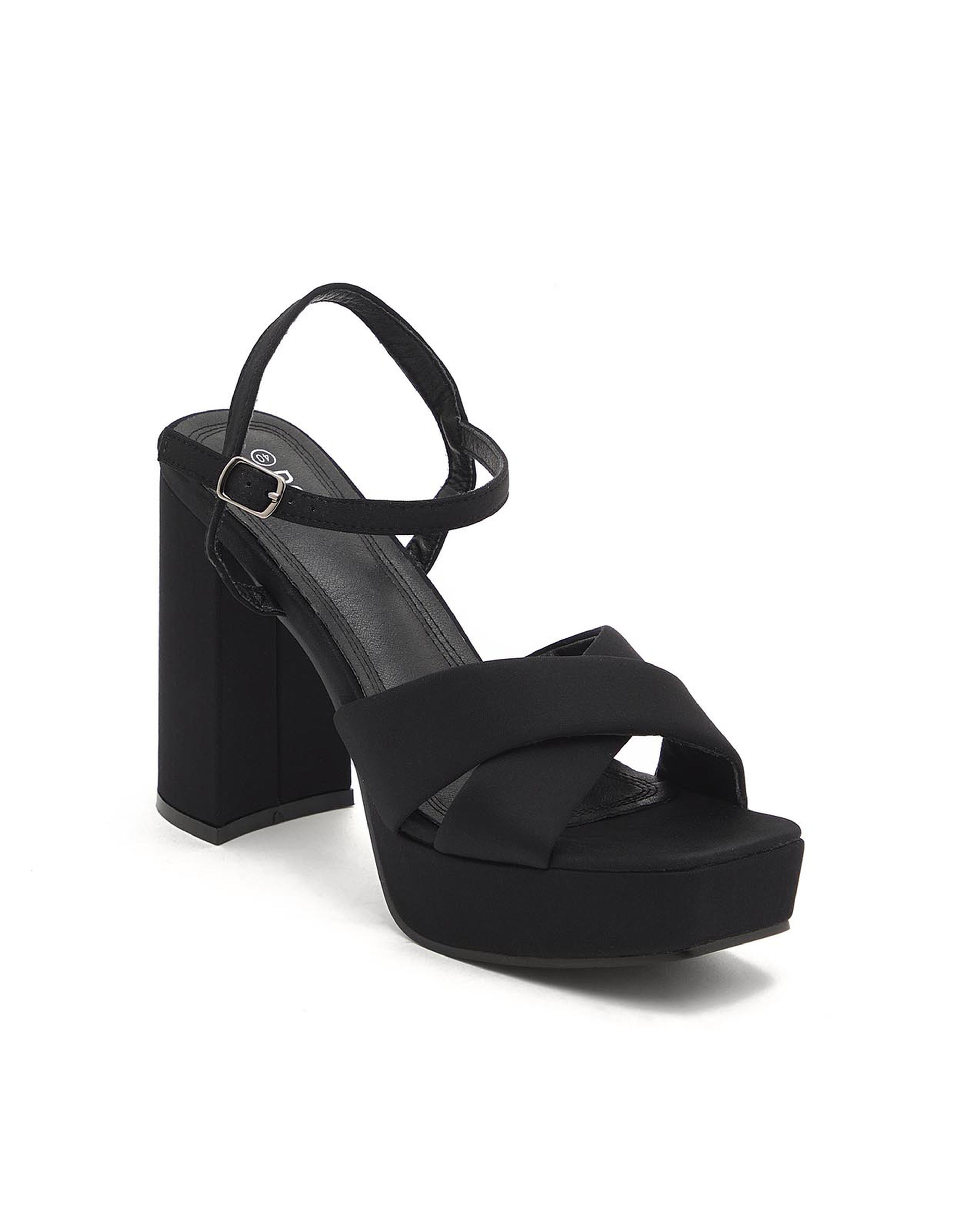 Solid Chunky Heel Sandals