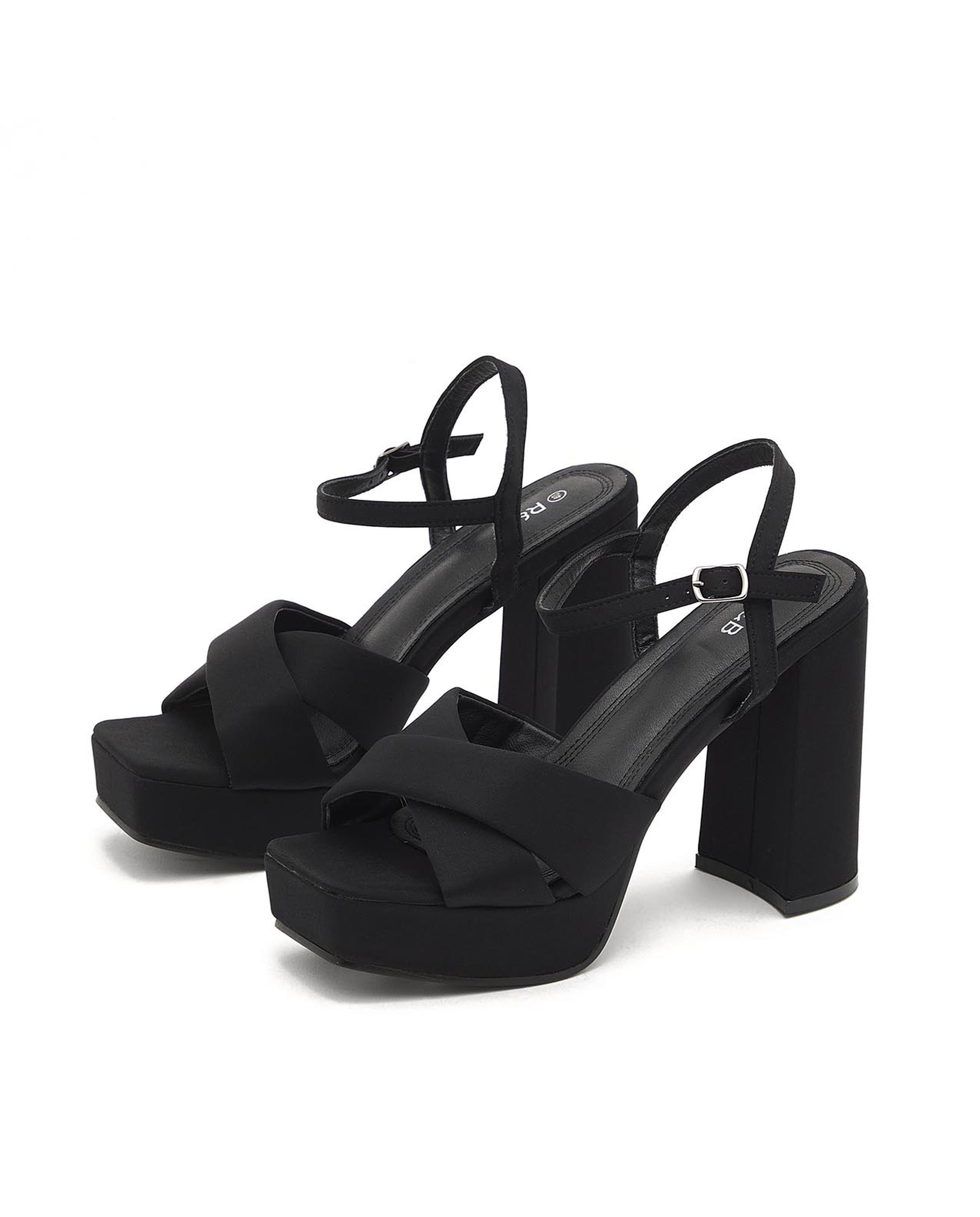 Solid Chunky Heel Sandals