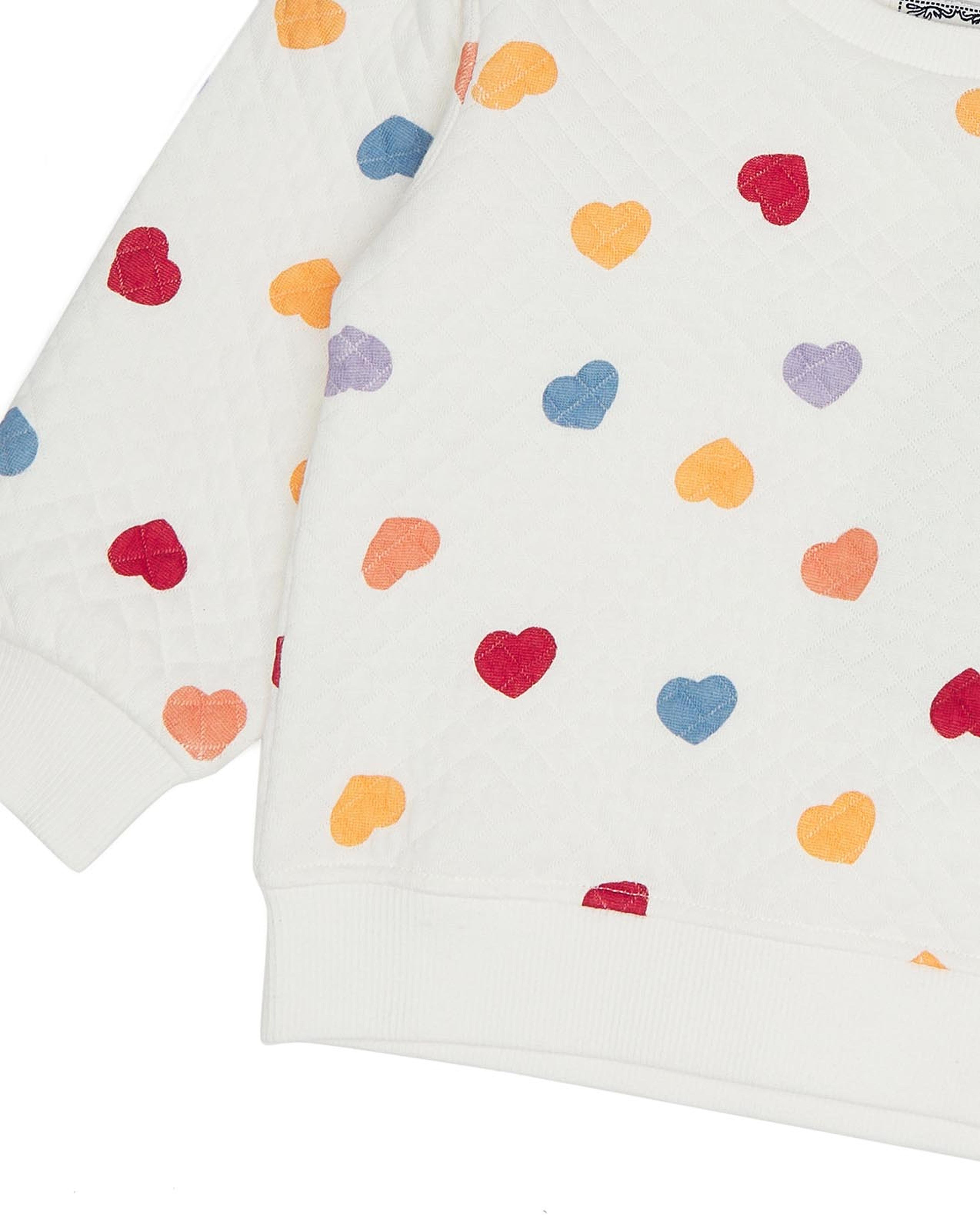 Heart patterned Sweatshirt with Crew Neck and Long Sleeves