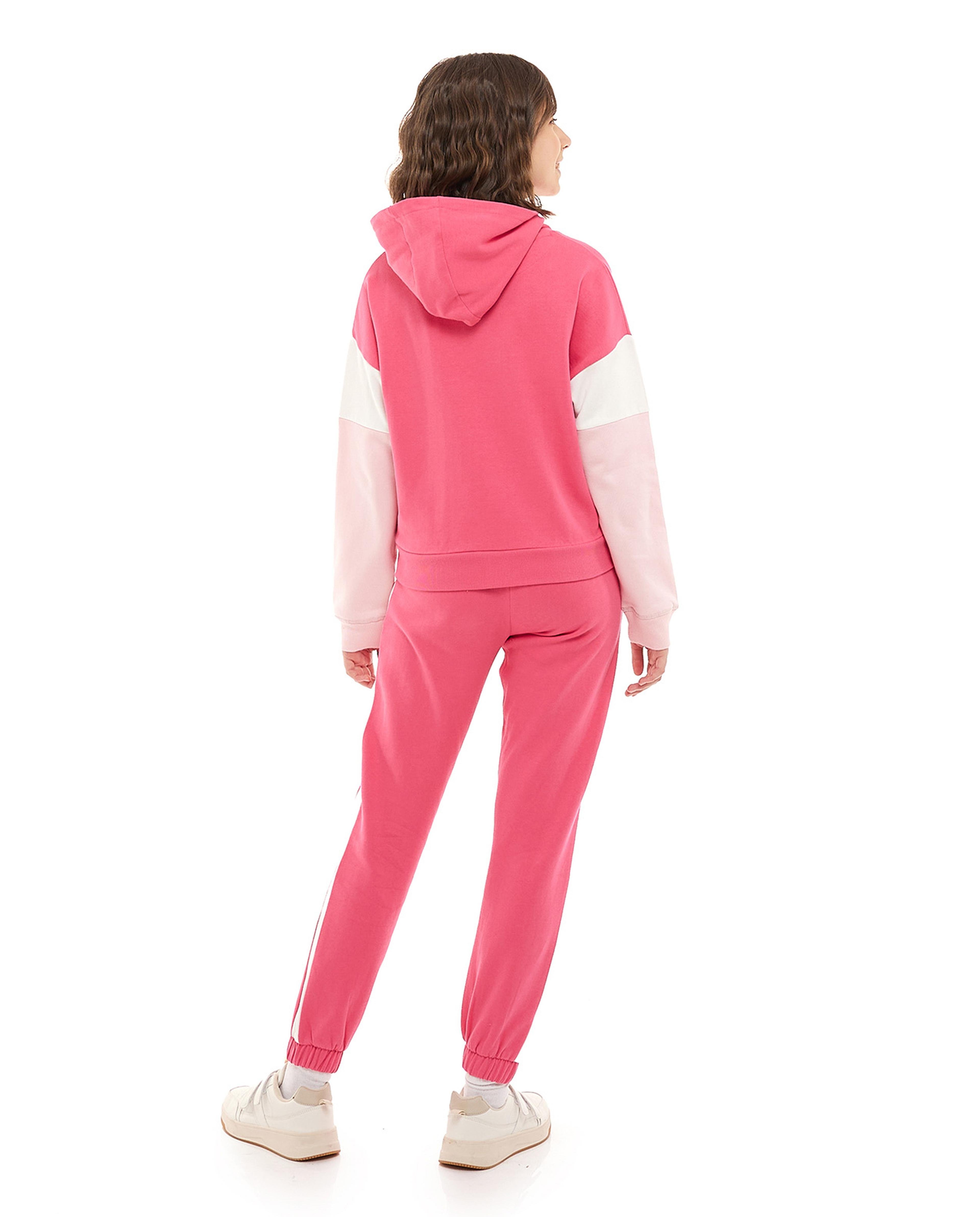 Color Block Hooded Clothing Set