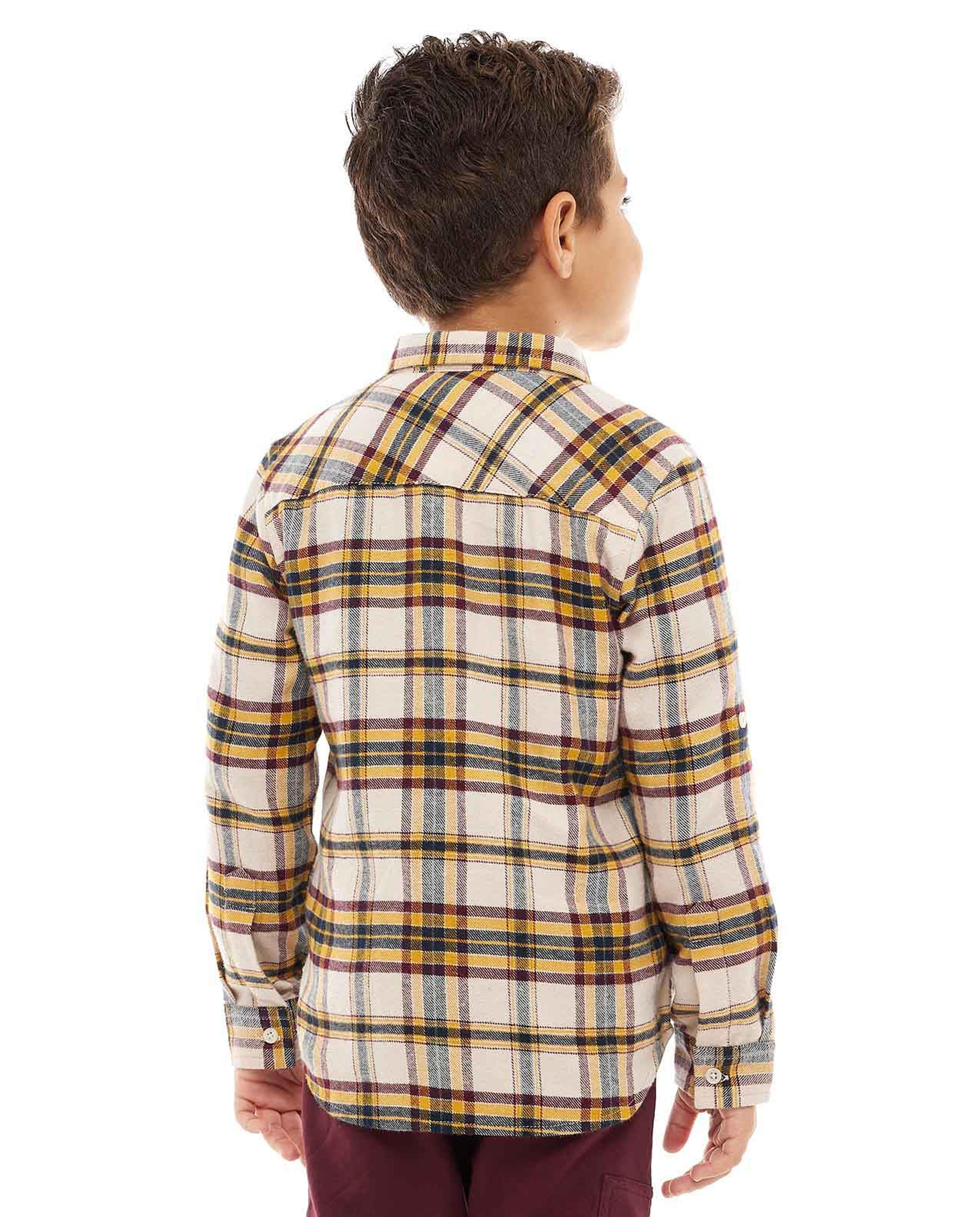 Plaid Shirt with Classic Collar and Long Sleeves