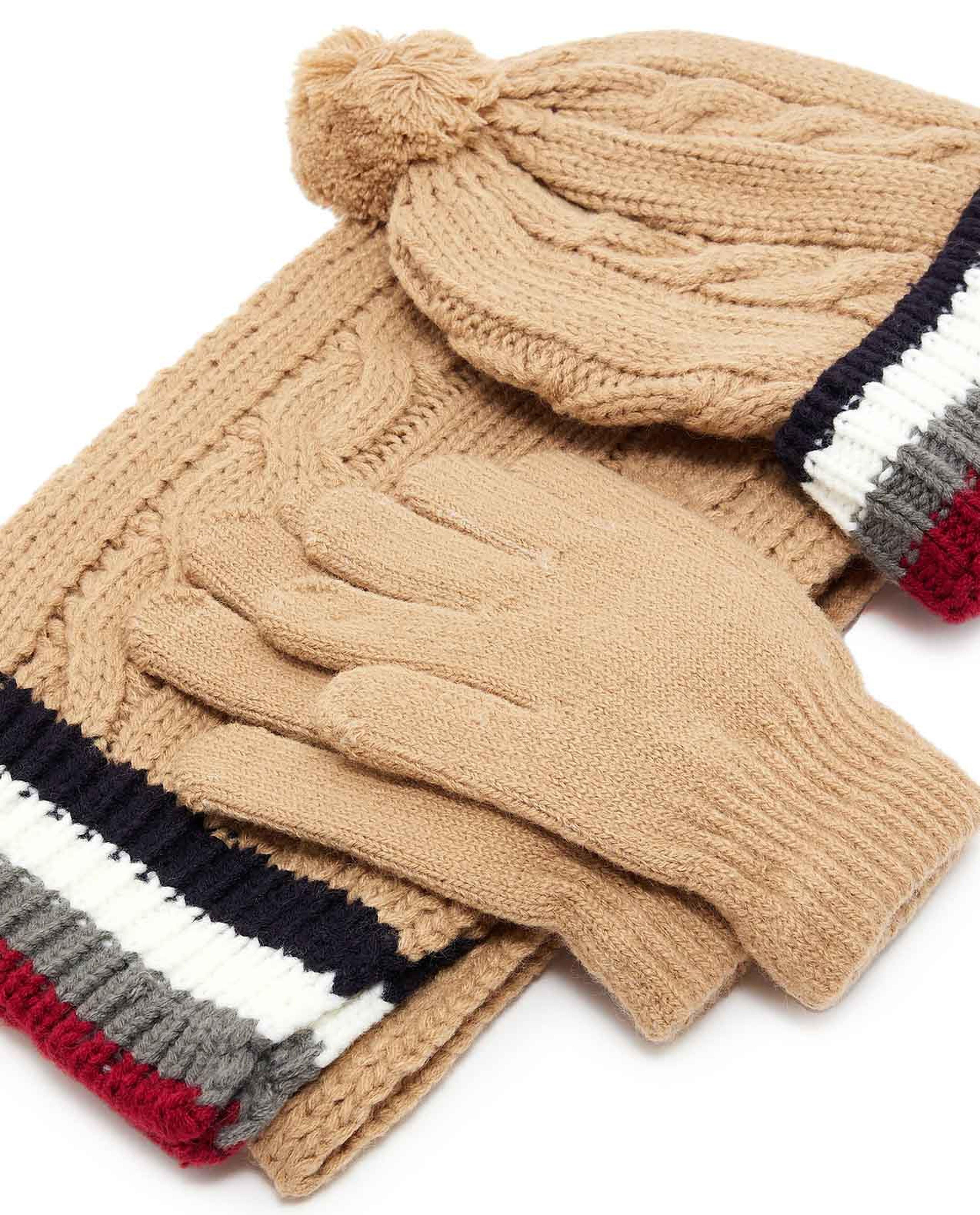 Cable Knit Cap, Gloves and Muffler Set