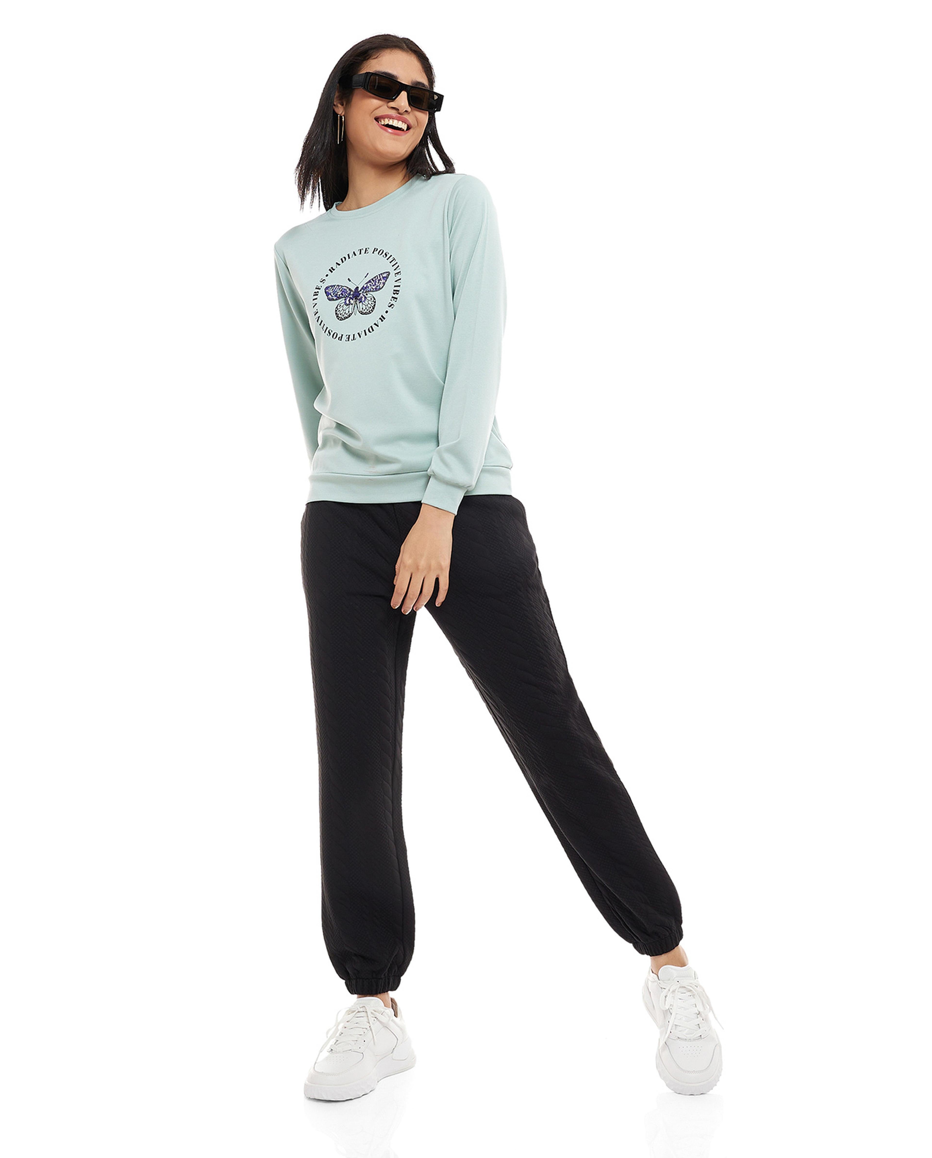 Printed Sweatshirt with Crew Neck and Long Sleeves