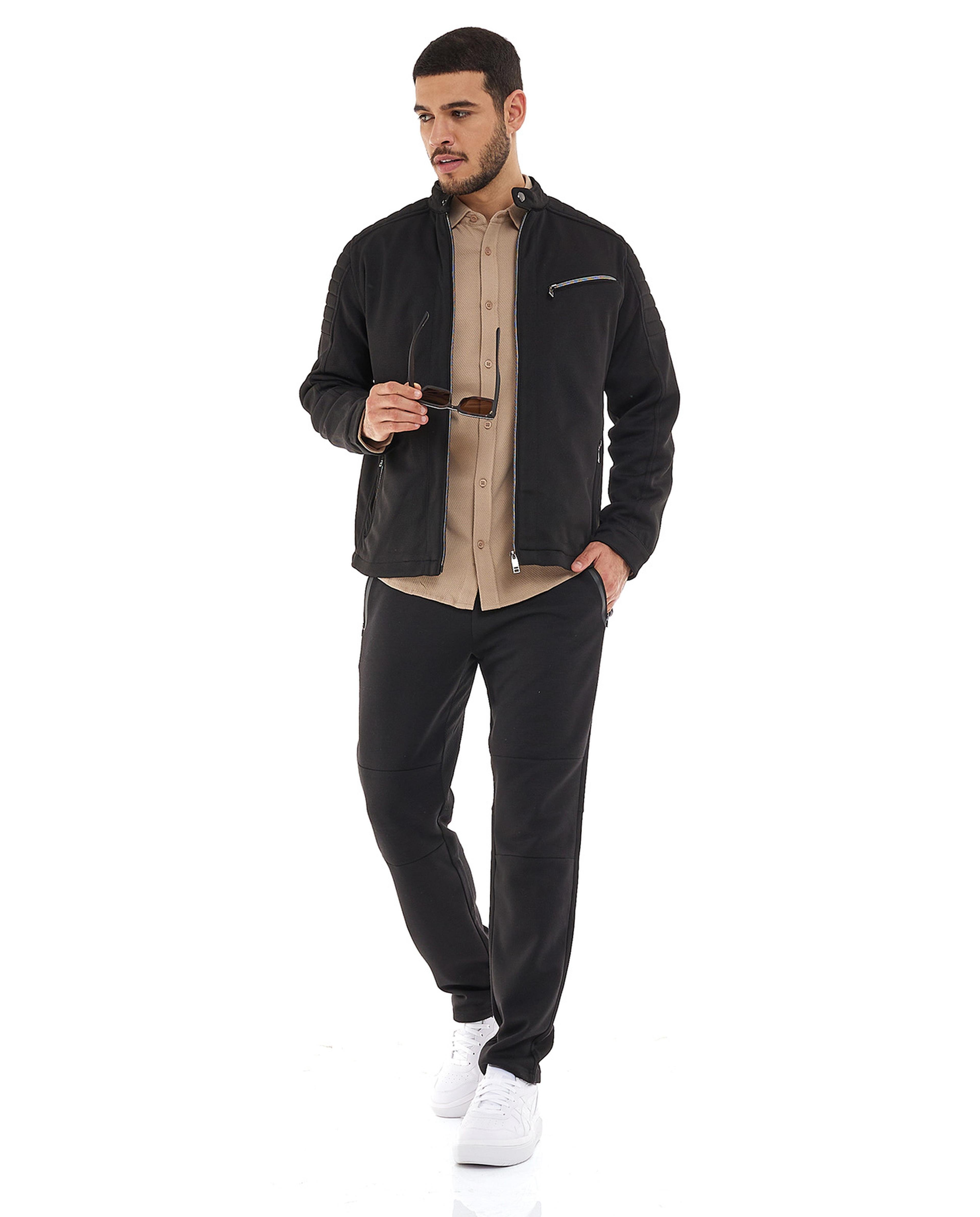 Solid Jacket with Zipper Closure