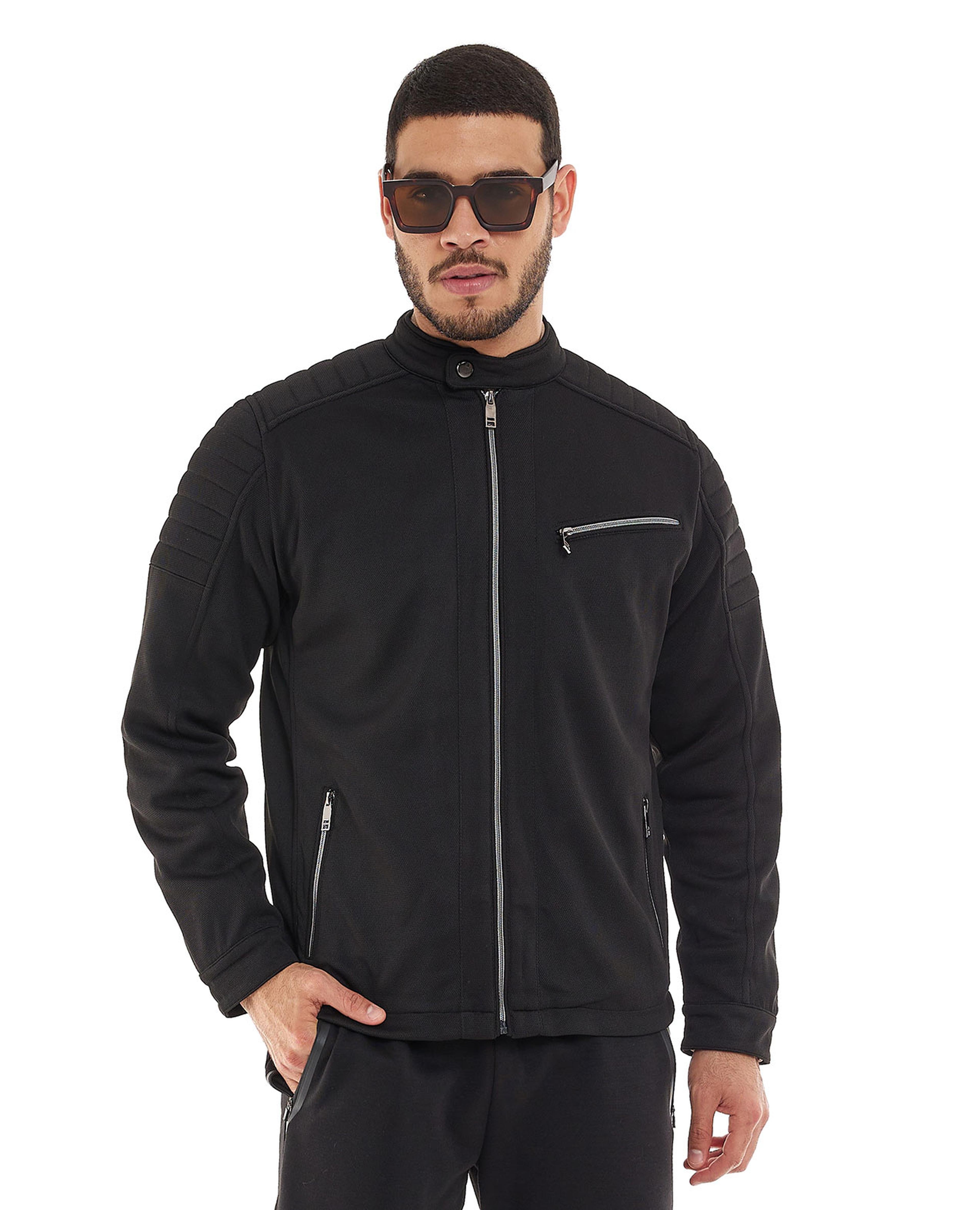 Solid Jacket with Zipper Closure